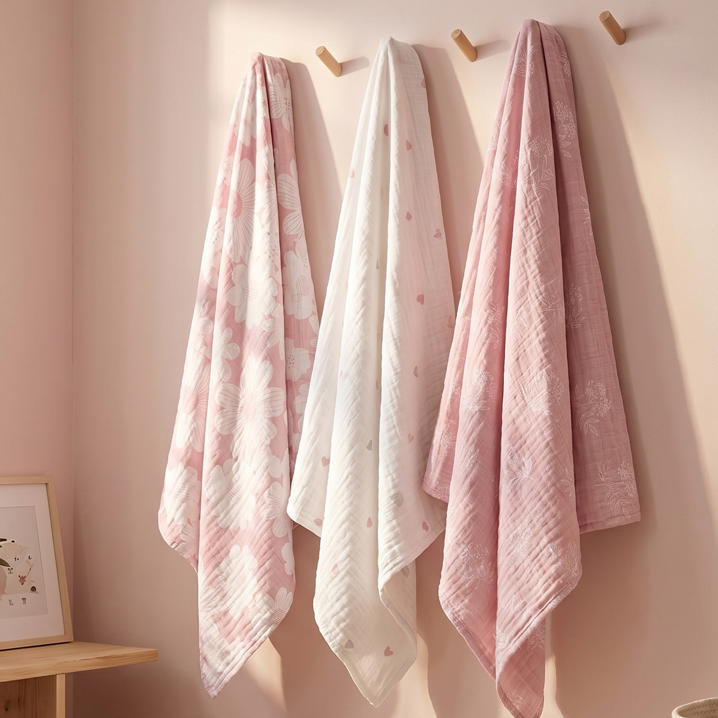 Muslin Swaddle Blankets 3-Pack | 38"x40" | Pink Sweet Sprout