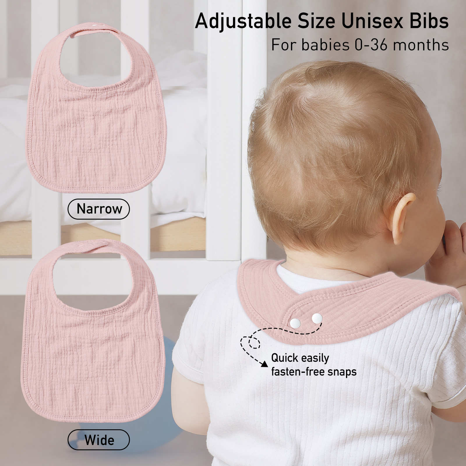 Rosie Rainbow | baby muslin bibs 6 pack | 0-36 months