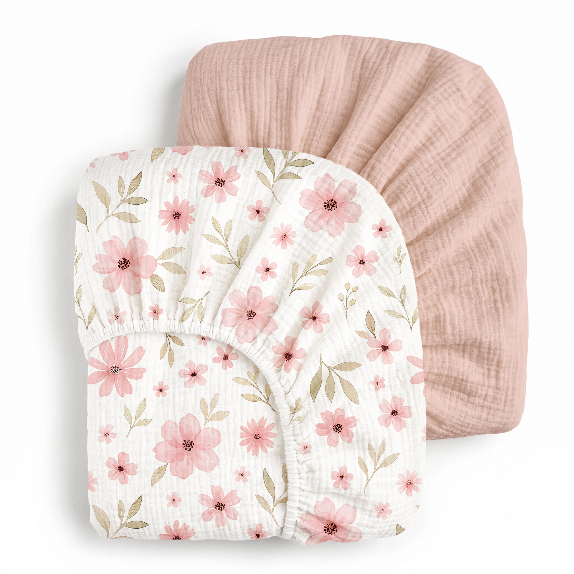 Pink Floral Bloom | Muslin Crib Sheets 2-Pack | 52''*28''