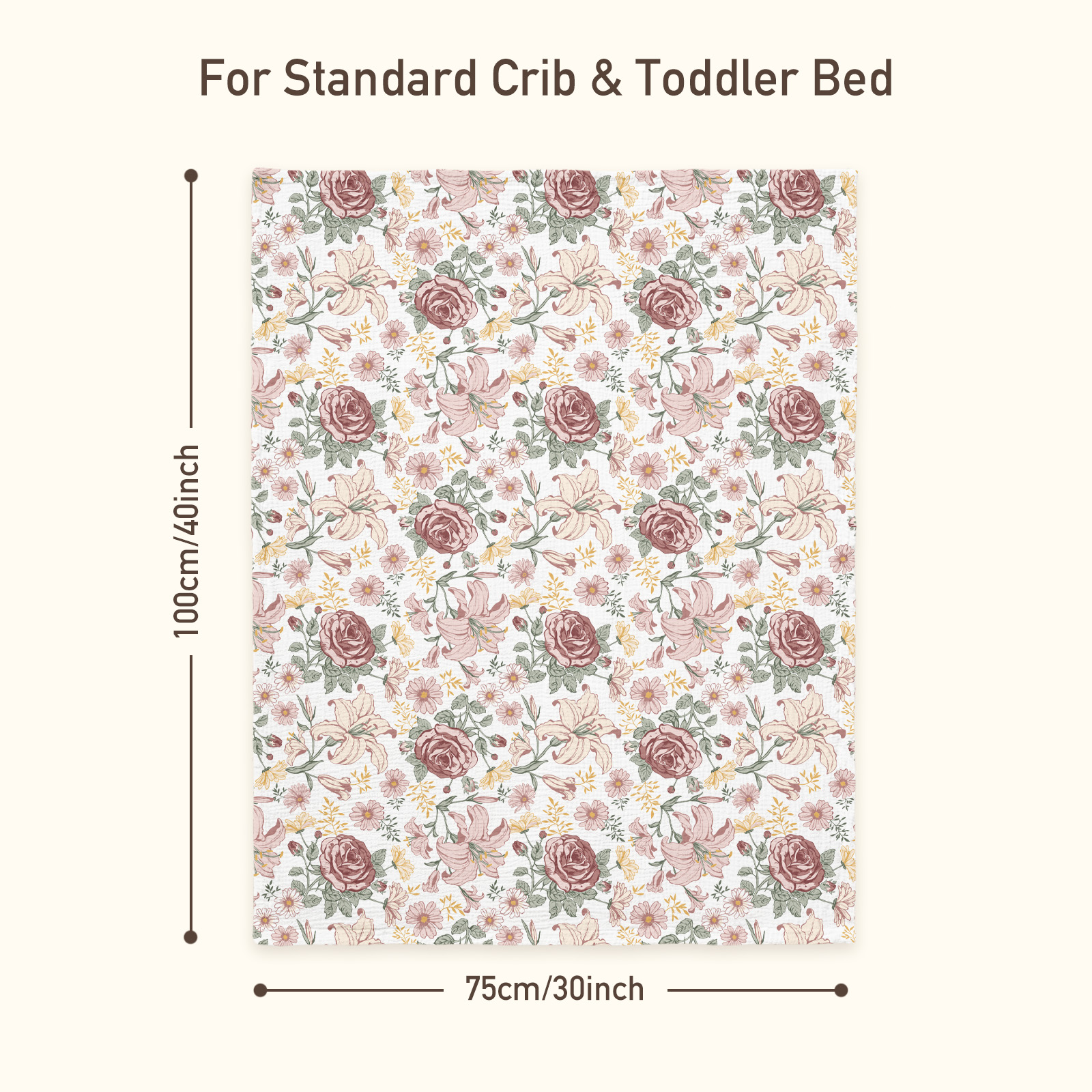Vintage Rose Serenade | Muslin and Fleece Plush Dot Blanket | 30''*40''