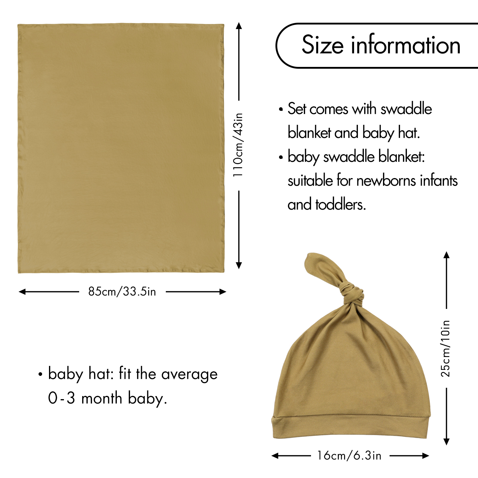 Ginger | Baby Swaddle and Hat Set | 33.5*43inch