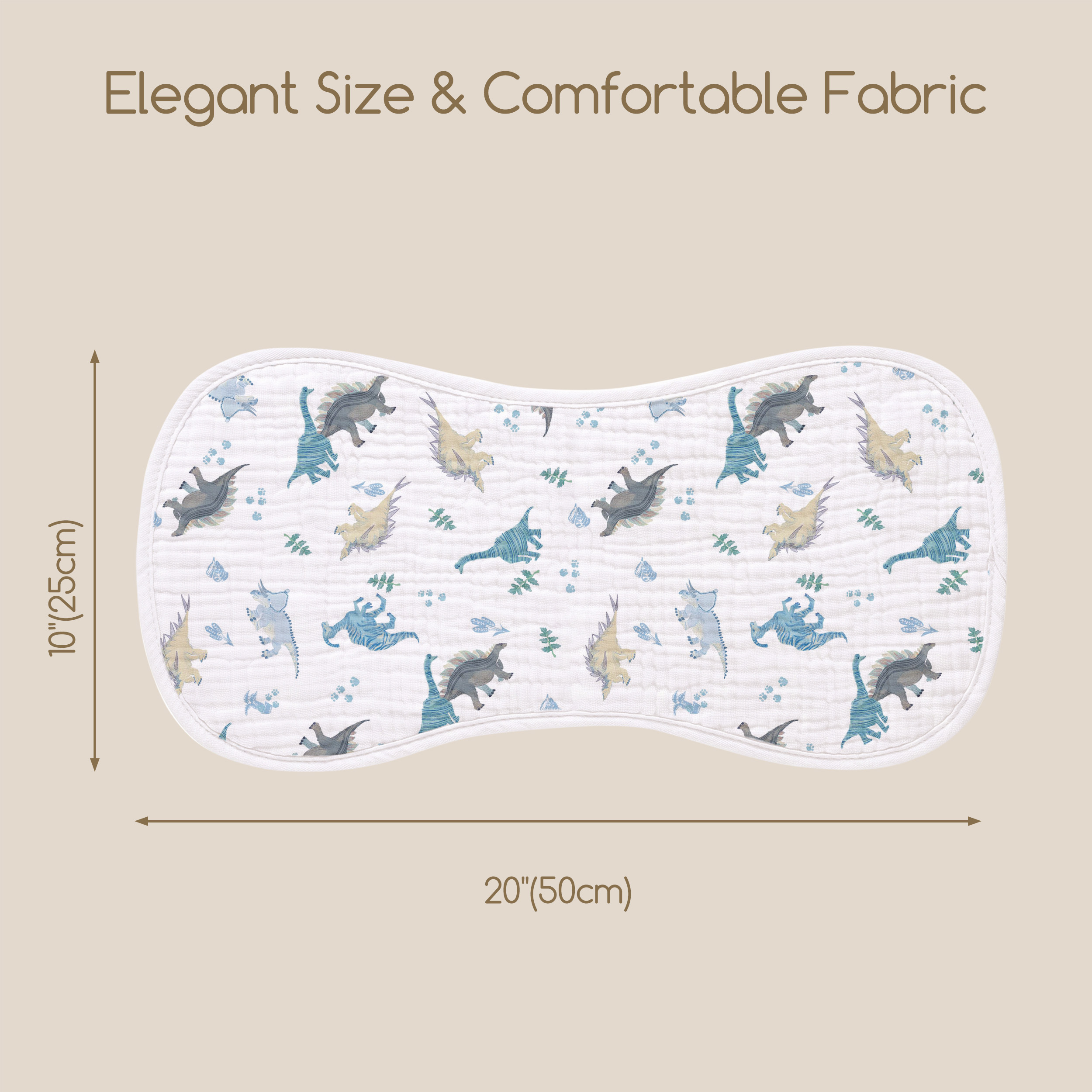 Organic Muslin Cotton Burp Cloths 6 Pack -  Blue Dino Mix