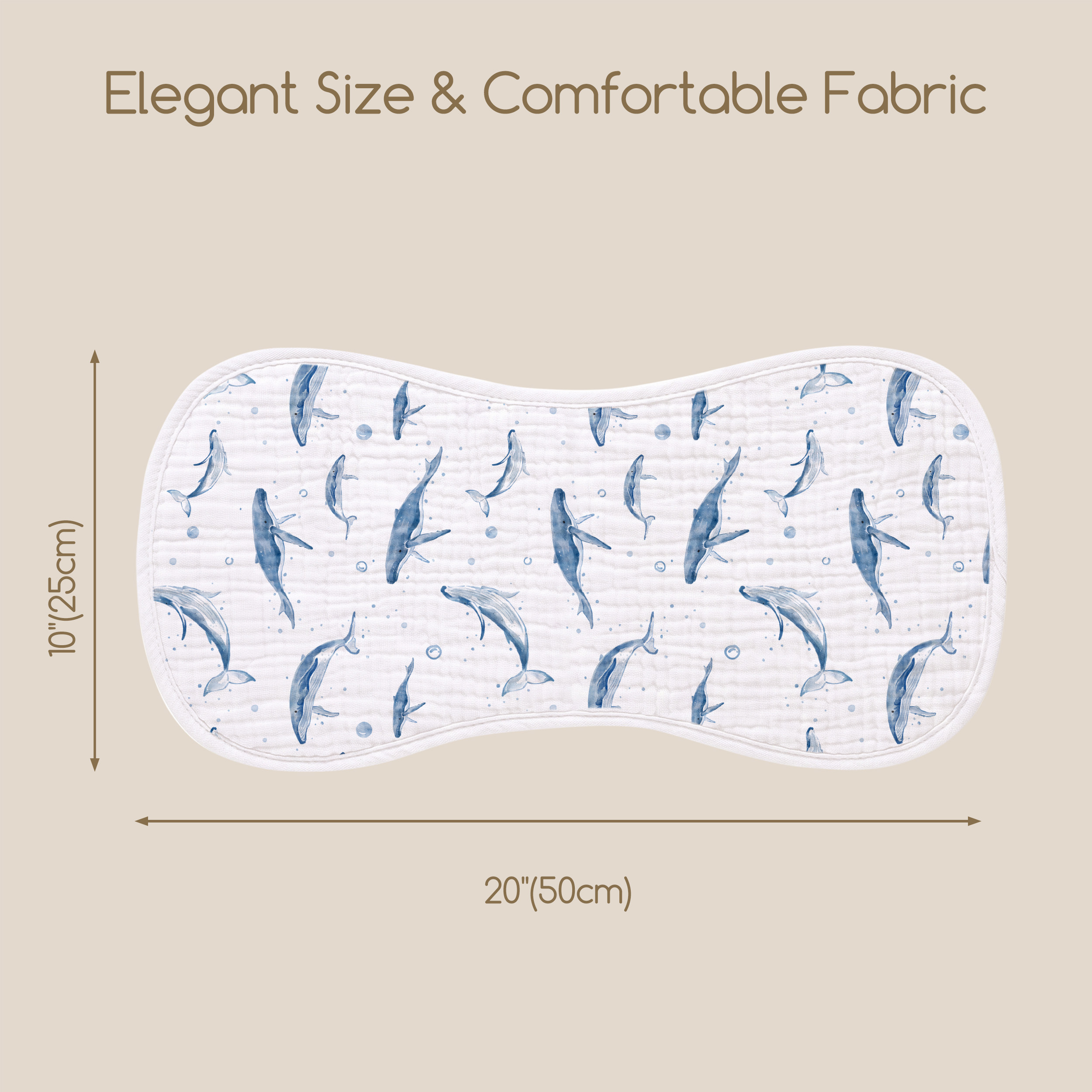 Organic Muslin Cotton Burp Cloths 6 Pack -  Ocean Whale Chart