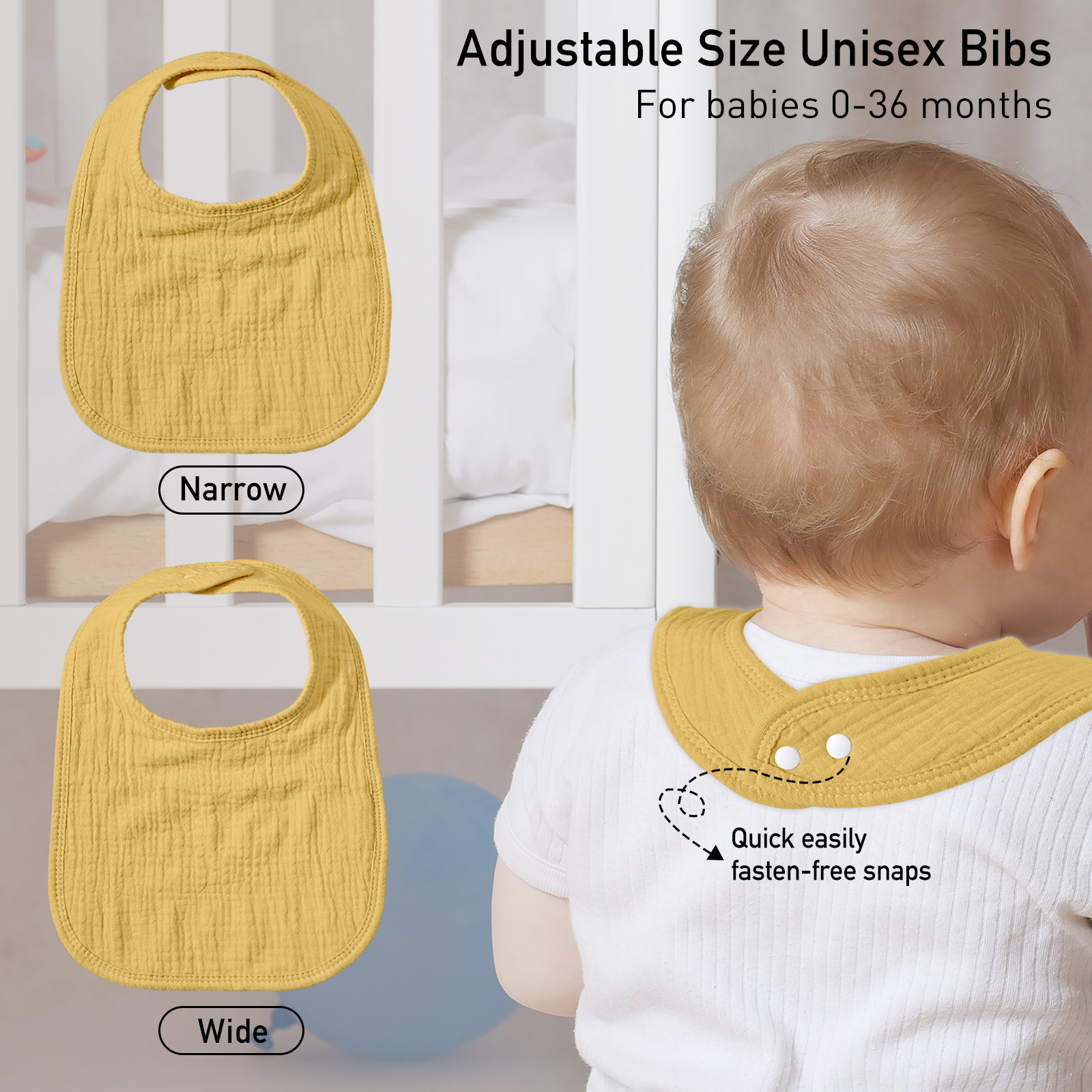 Vitality | baby muslin bibs 8 pack | 0-36 months