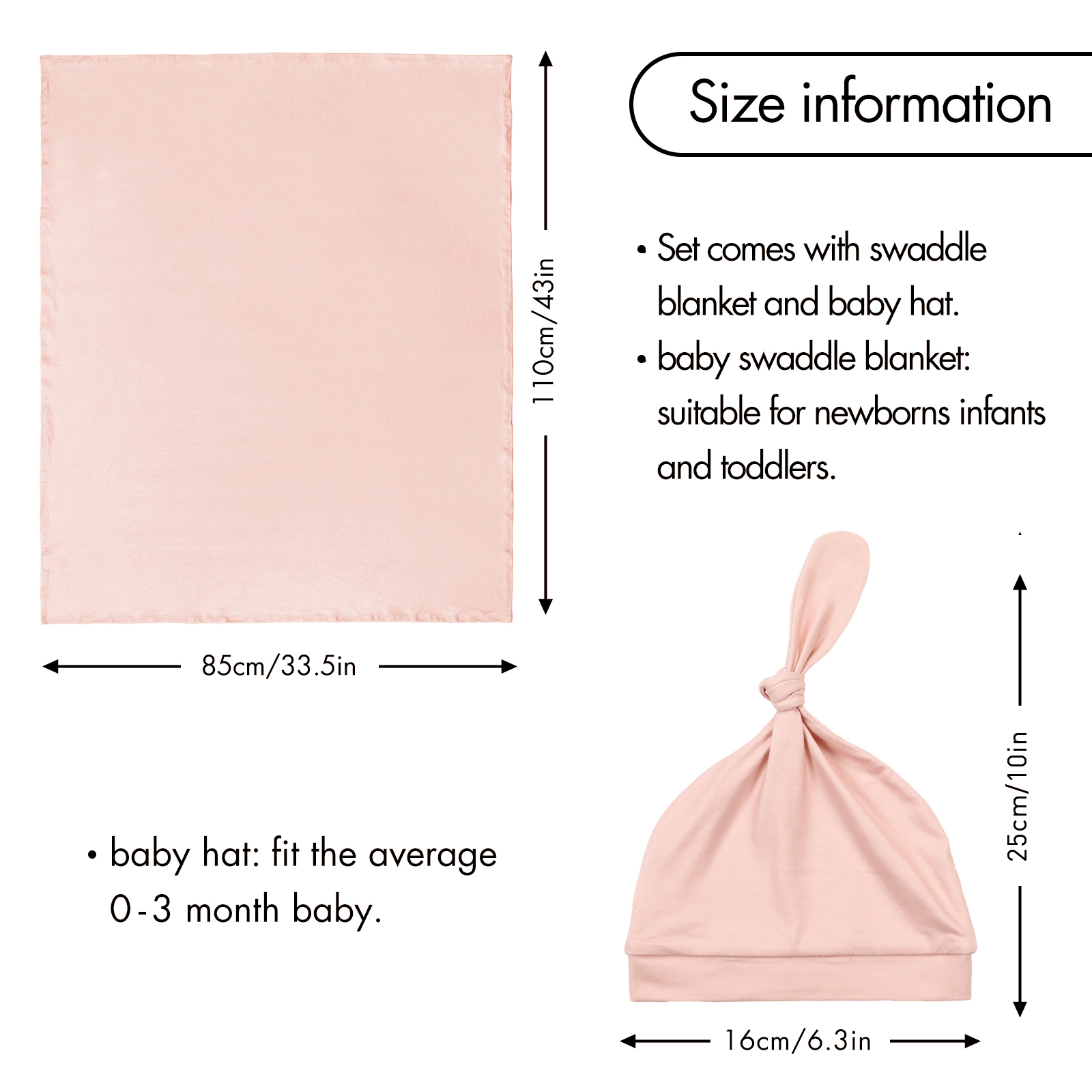 Rose | Baby Swaddle and Hat Set | 33.5*43inch
