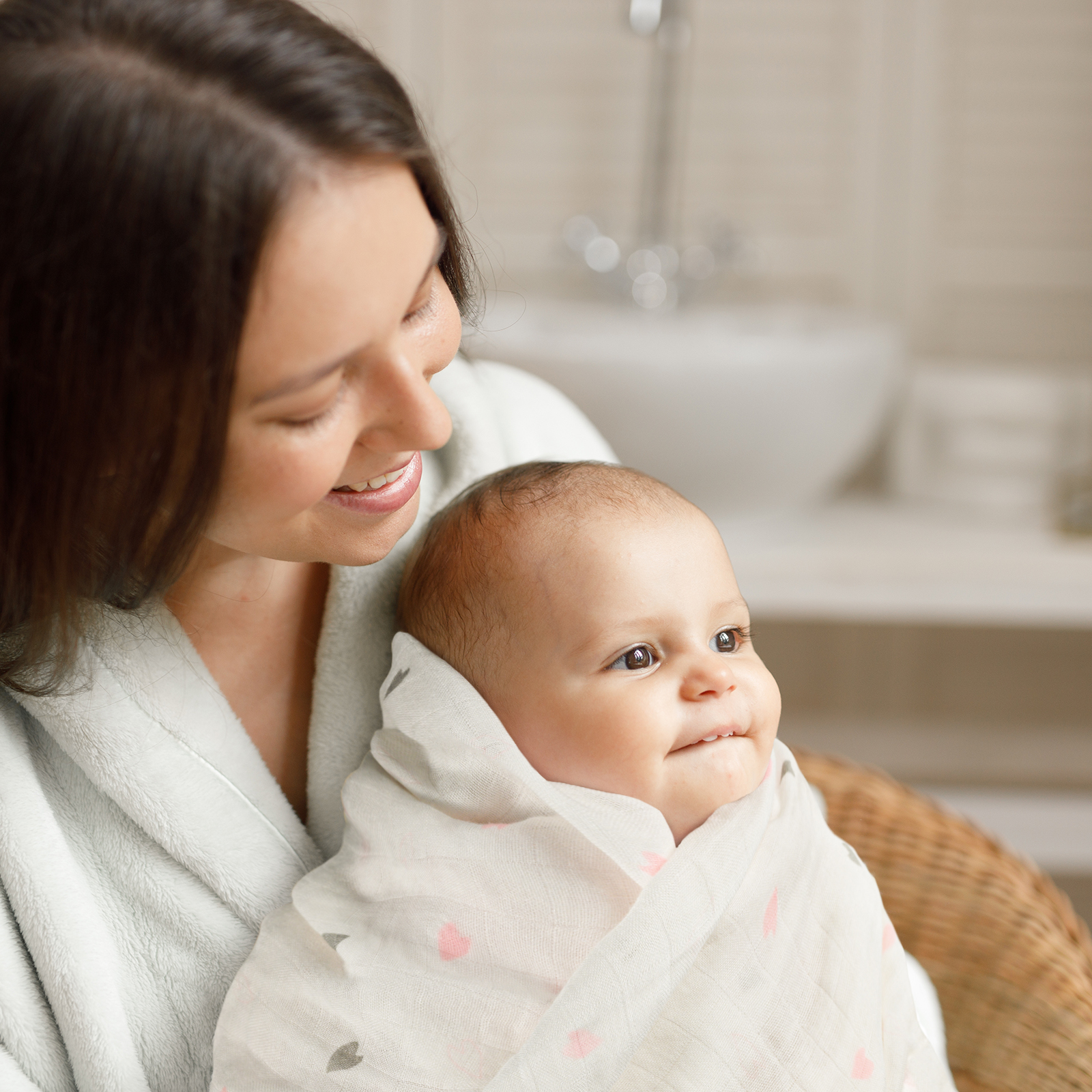 Muslin Swaddle Blankets 6-Pack, 28 X 28" - Rosebud