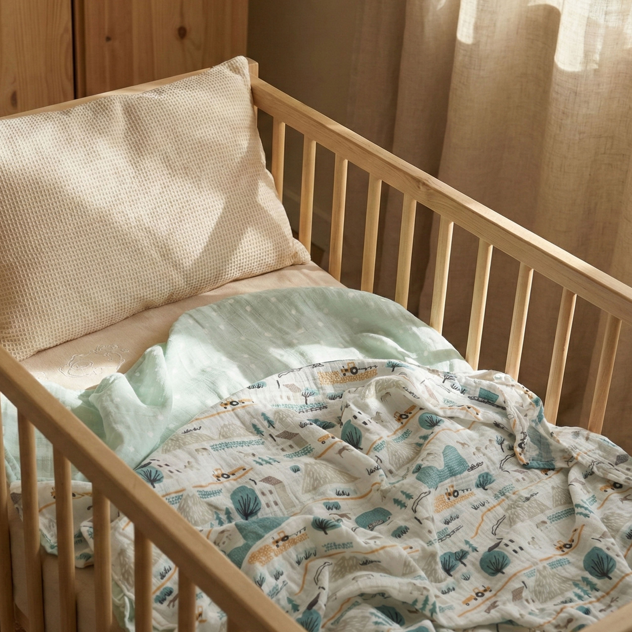 Muslin Swaddle Blankets 4-Pack | 31.5x43.3" | Mint Dusk