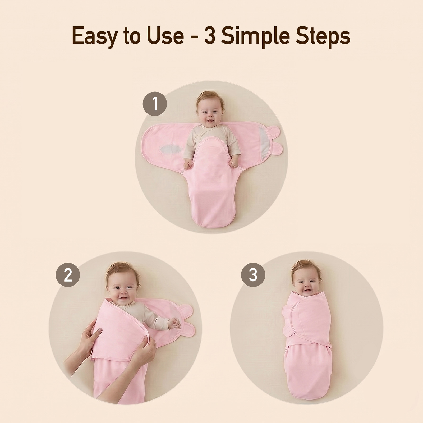 Blush Bear Slumber | Baby Swaddle 3 Pack | 0-3 Months