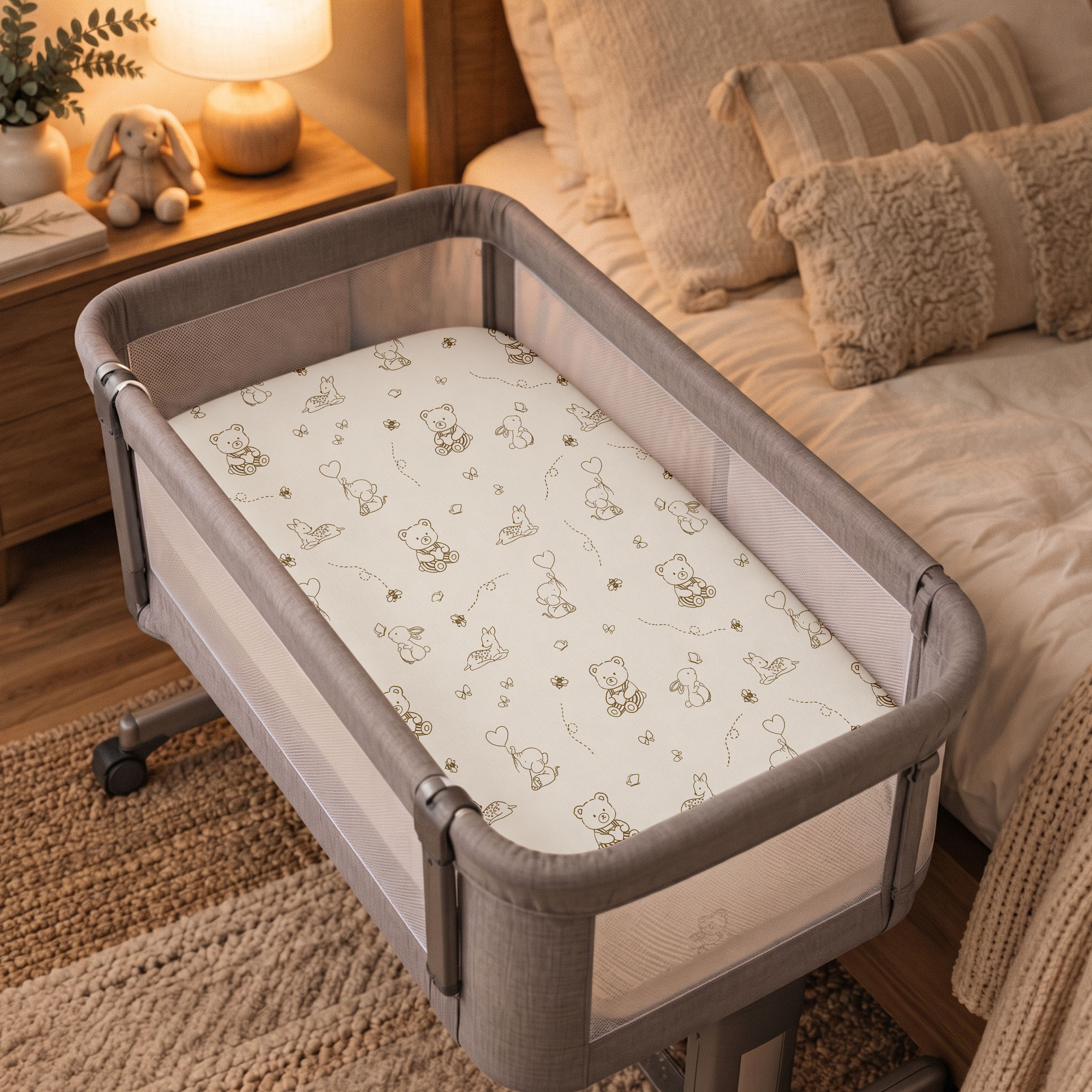 Sage Bear Dream | Bassinet Sheets 3-Pack | 33*20''