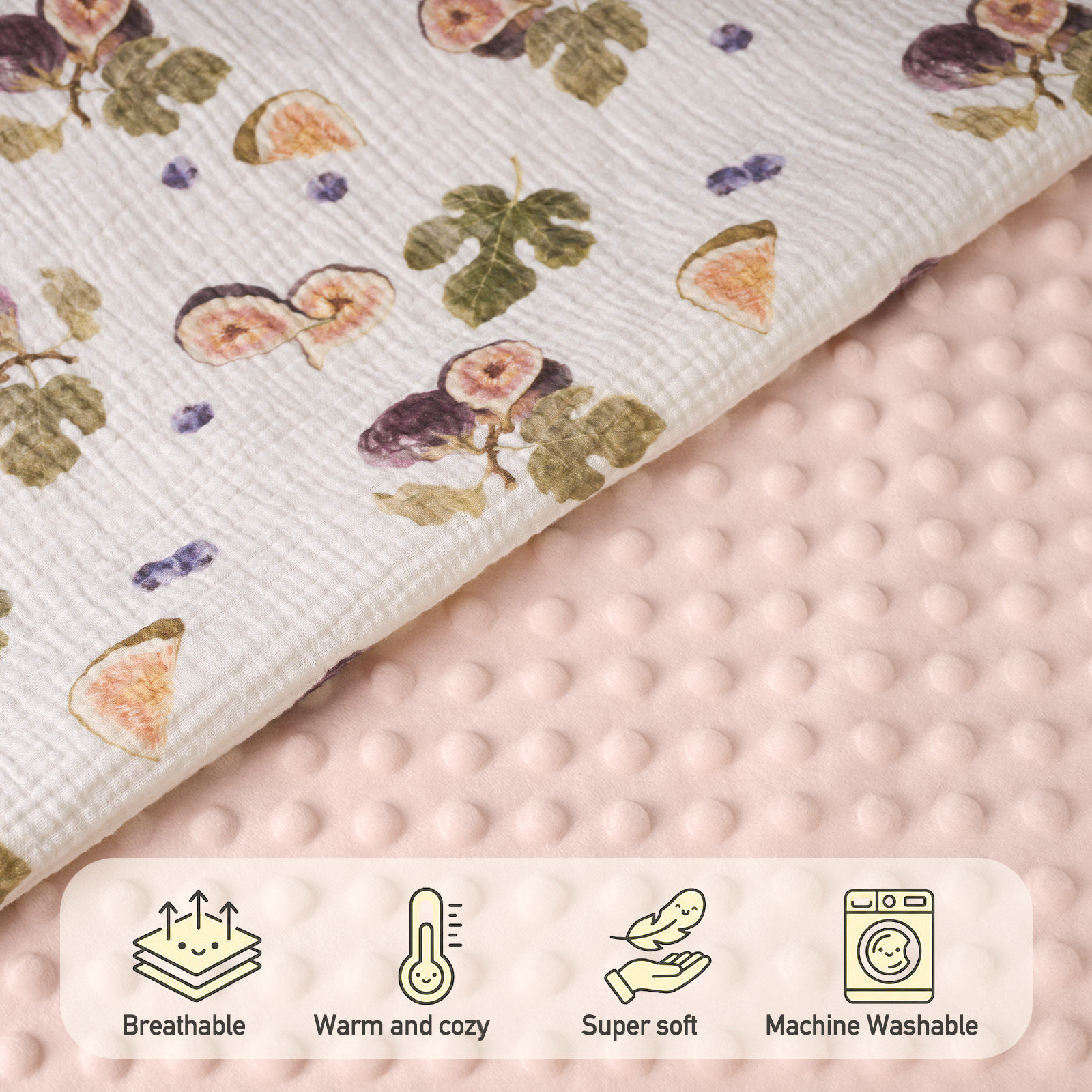 Heart of the Fig | Muslin and Fleece Plush Dot Blanket | 30''*40''