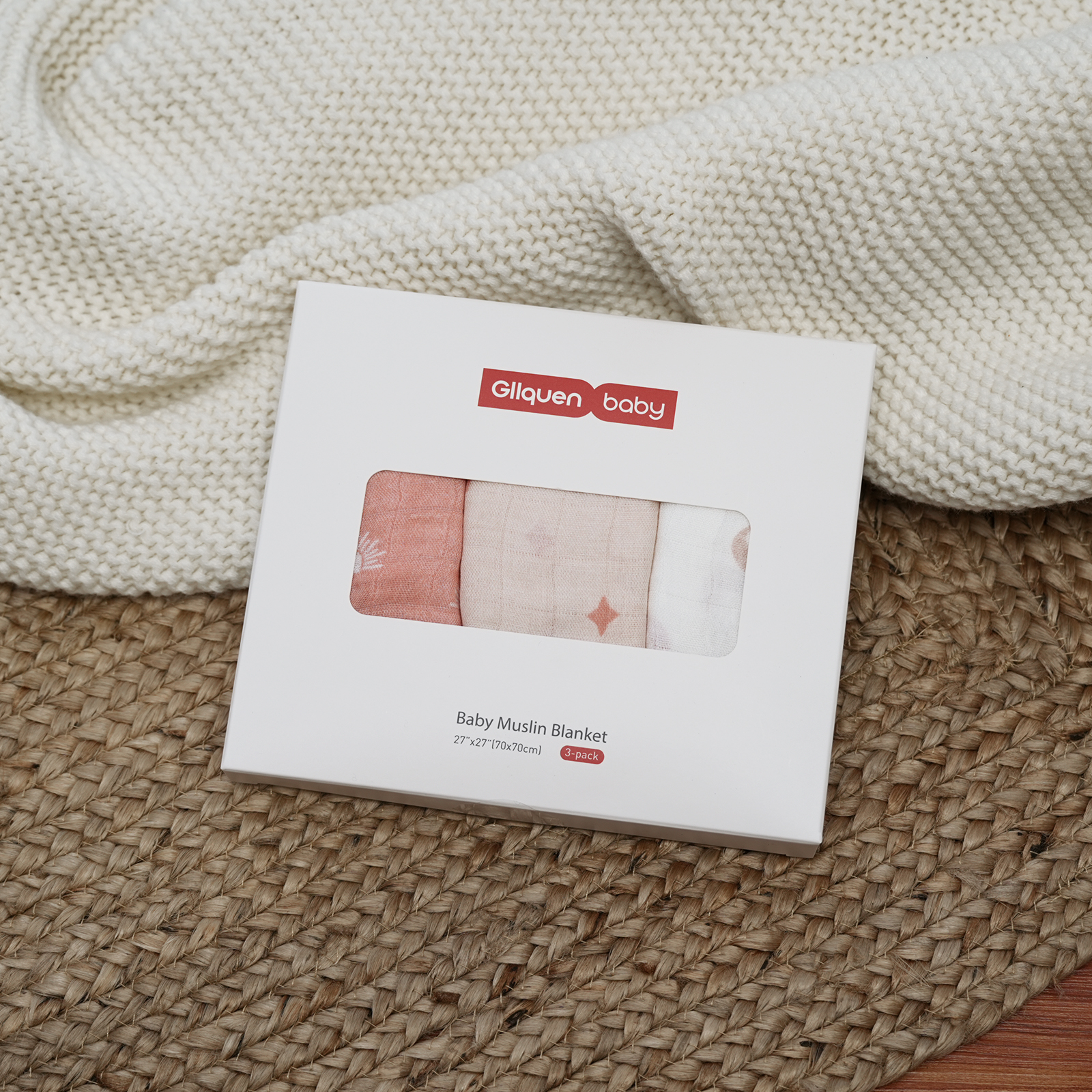 Muslin Swaddle Blankets 6-Pack, 28 X 28" - Moon & Stars