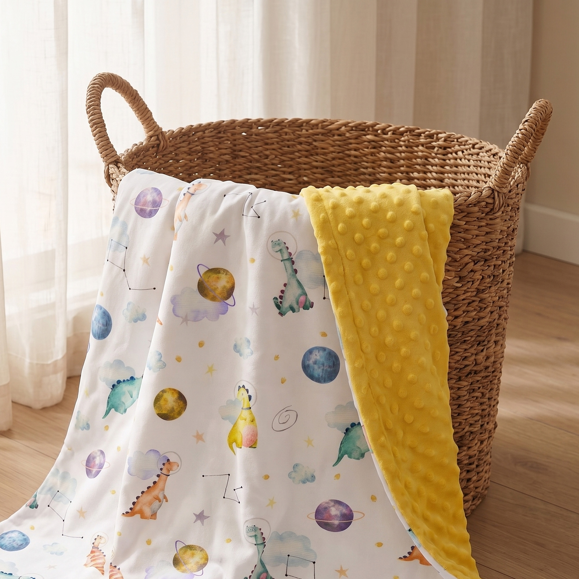 Dinosaur Space Explorer | Fleece Plush Dot Blanket | 30''*40''