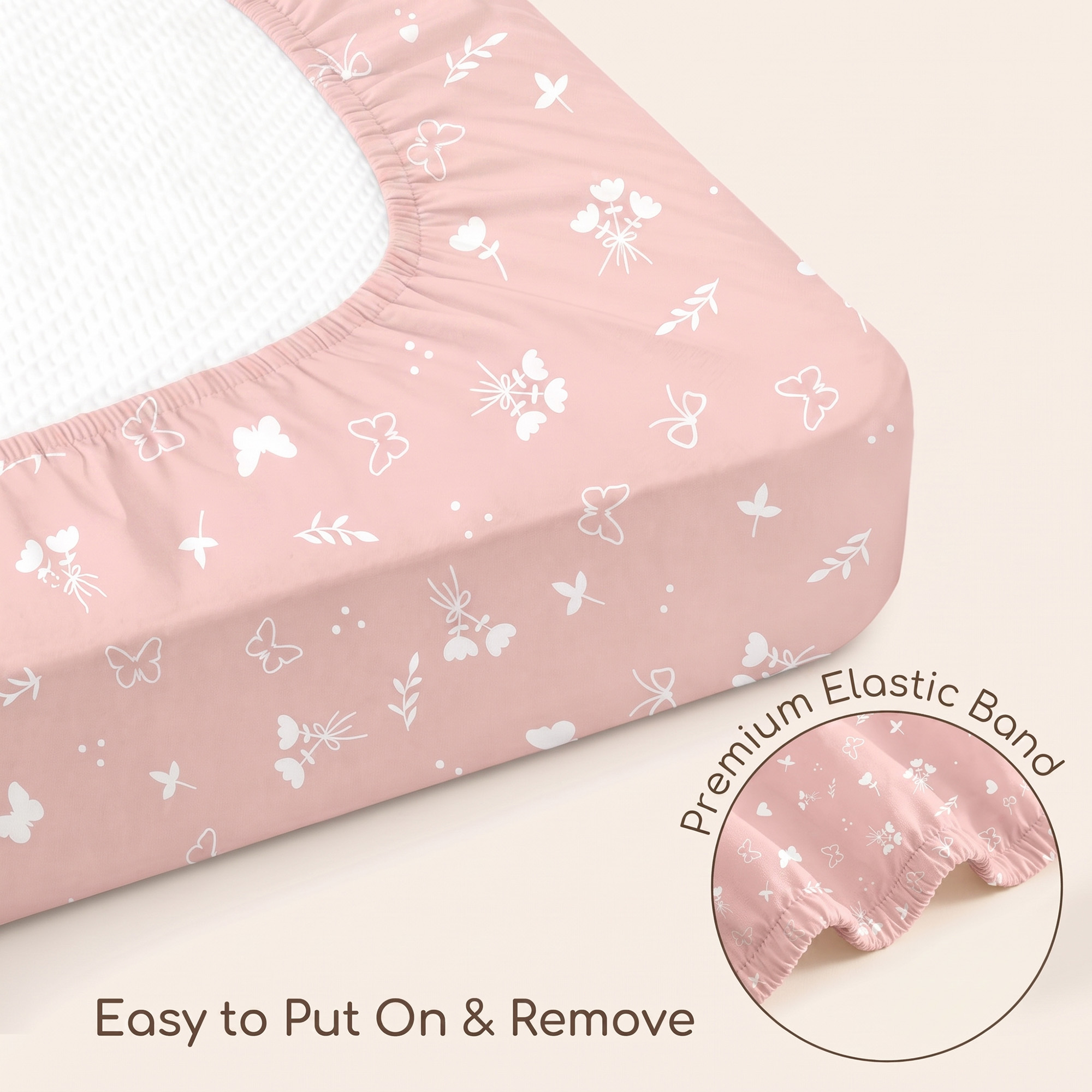 Sweet Blush Butterfly | Soft Microfiber Baby Crib Sheets 3 Pack