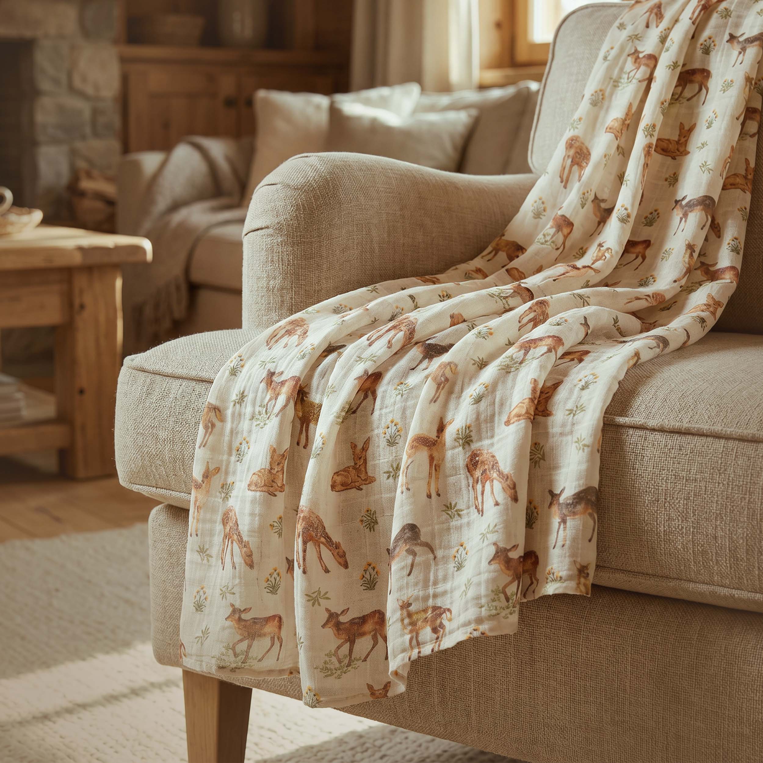 Muslin Swaddle Blankets 4-Pack | 35"x40" | Fawn & Wildflowers