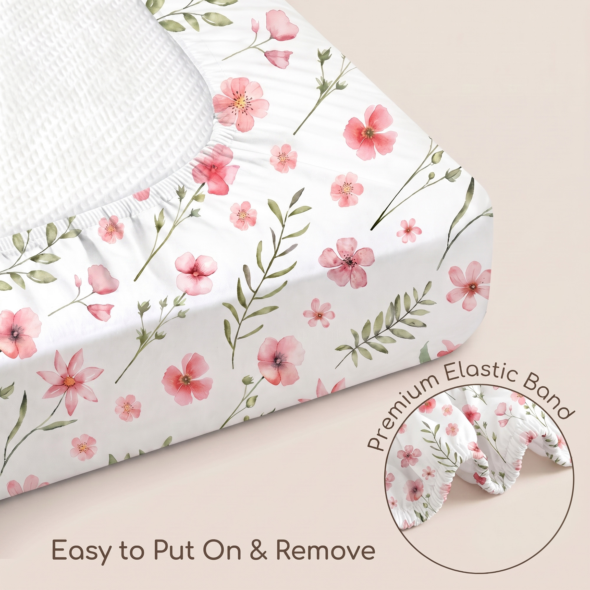 Dainty Blush Meadow | Soft Microfiber Baby Crib Sheets 3 Pack