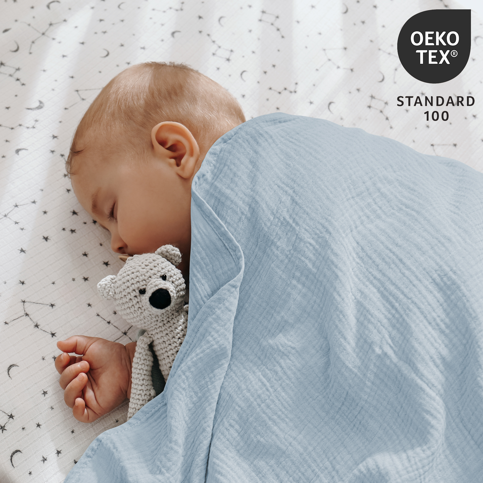 Muslin Swaddle Blankets 3-Pack, 38"x40" - Ocean 