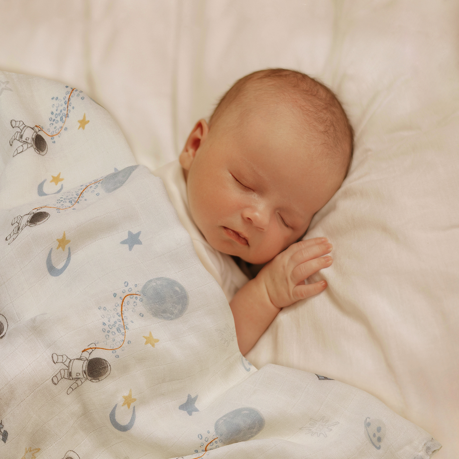 Muslin Swaddle Blankets 6-Pack, 27 X 27" - Astronaut