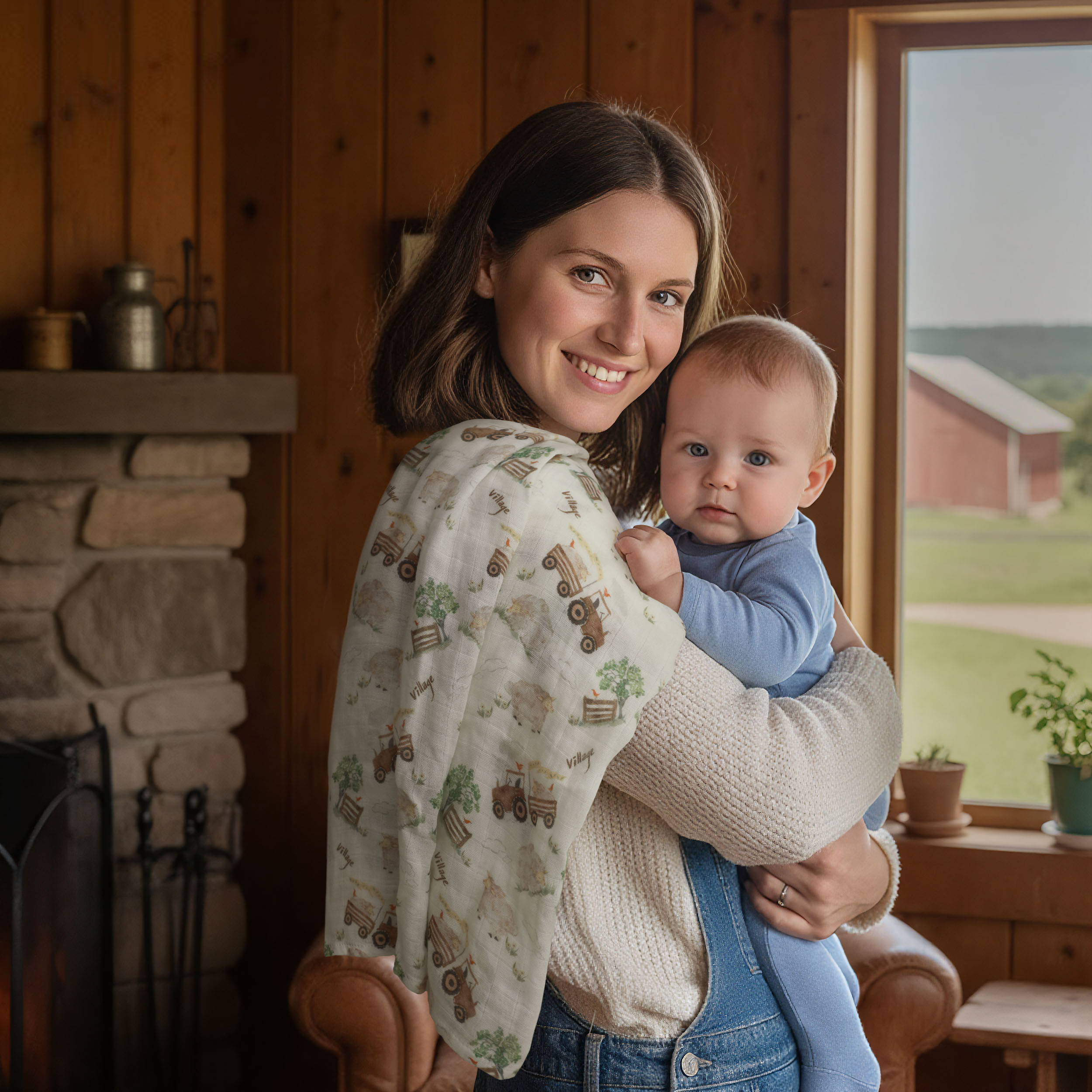 Muslin Swaddle Blankets 2-Pack | 35"x40" | Barn Prelude