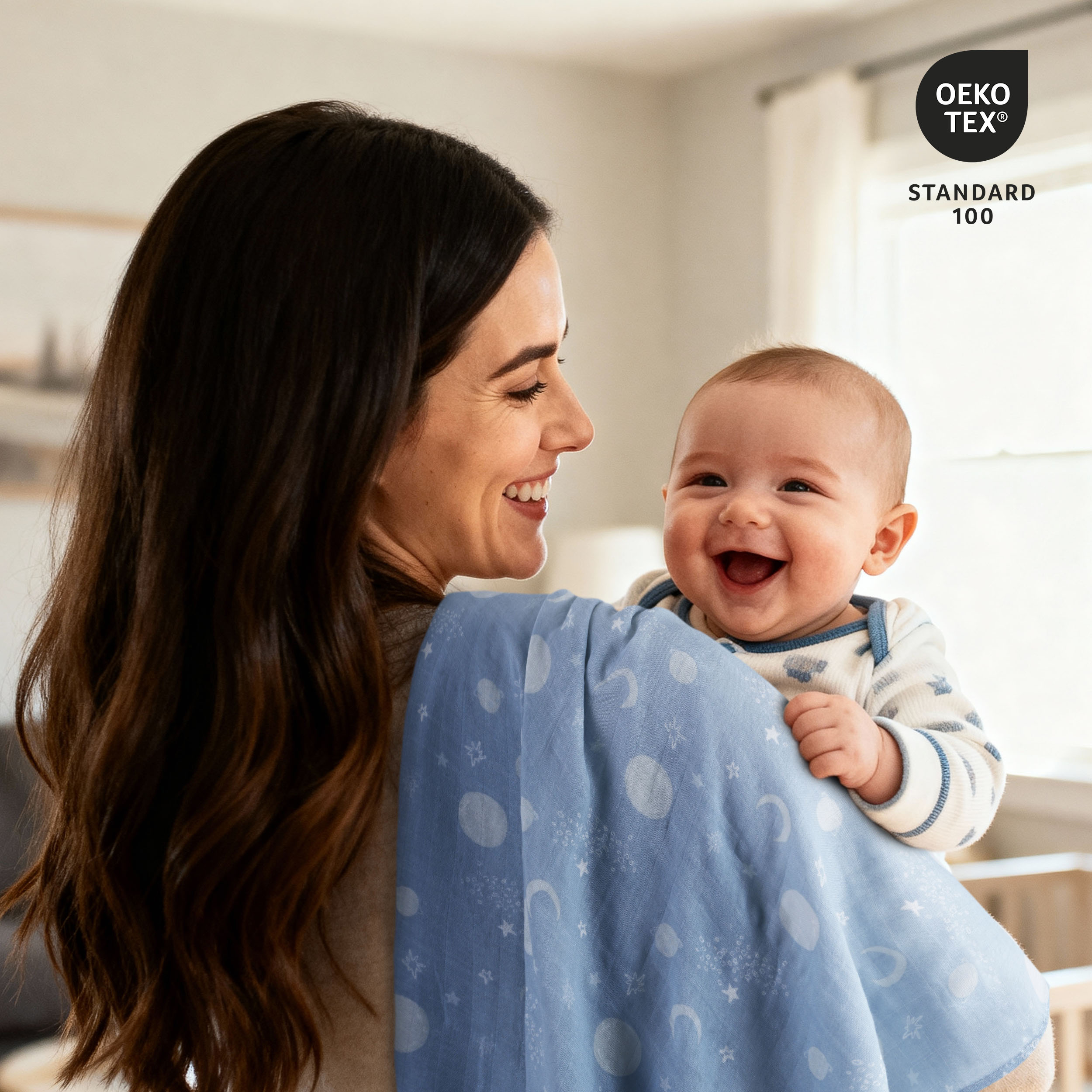 Muslin Swaddle Blankets 2-Pack | 35"x40" | Astronaut