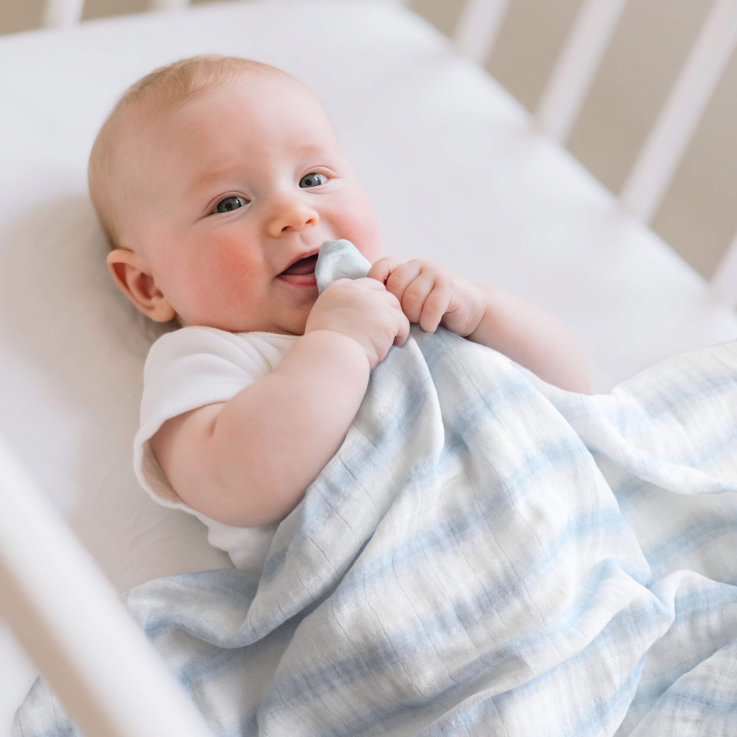 Muslin Swaddle Blankets 4-Pack | 31.5x43.3" | Blue Whale Whisper