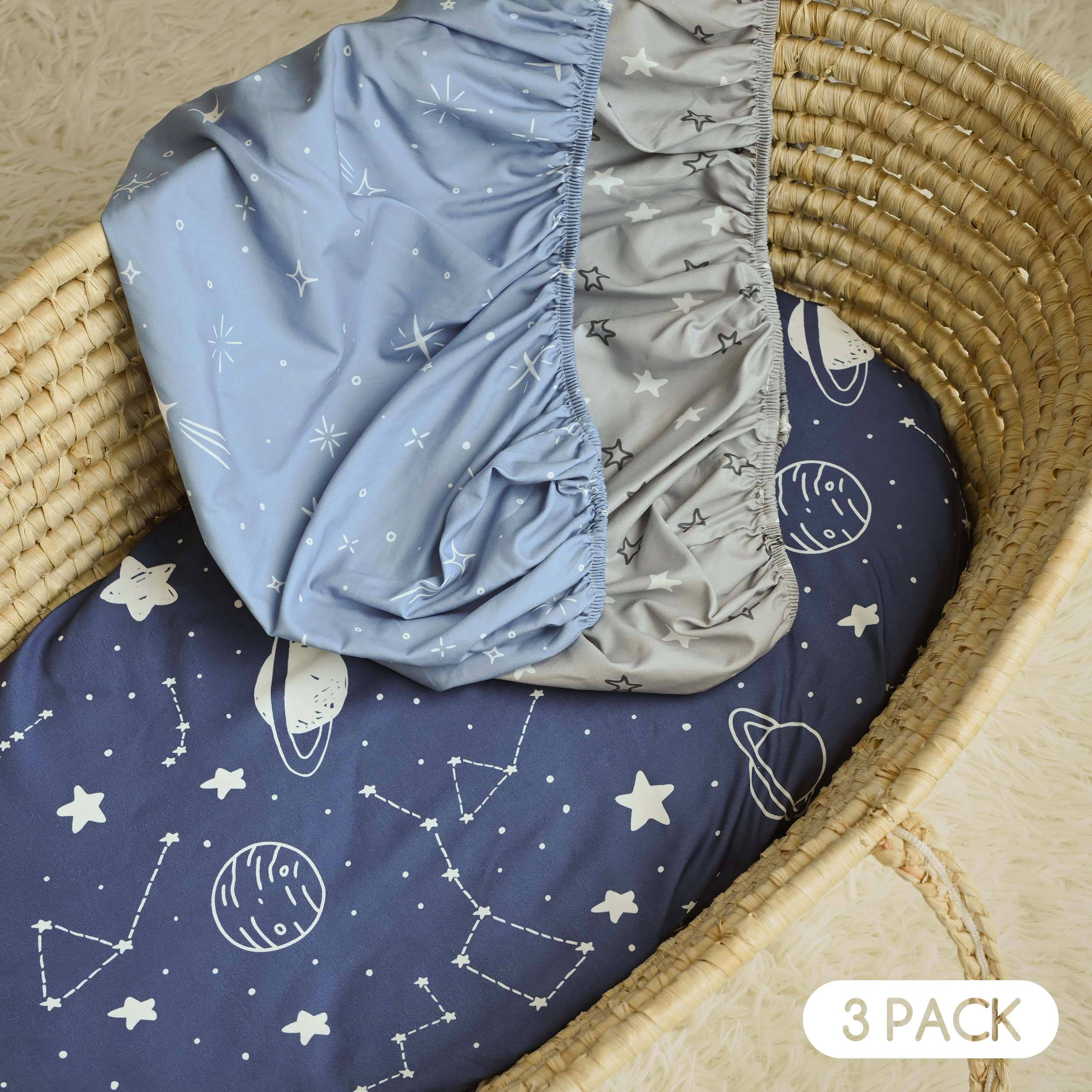 Starry Sky Dreamland | Bassinet Sheets 3-Pack | 17*33''