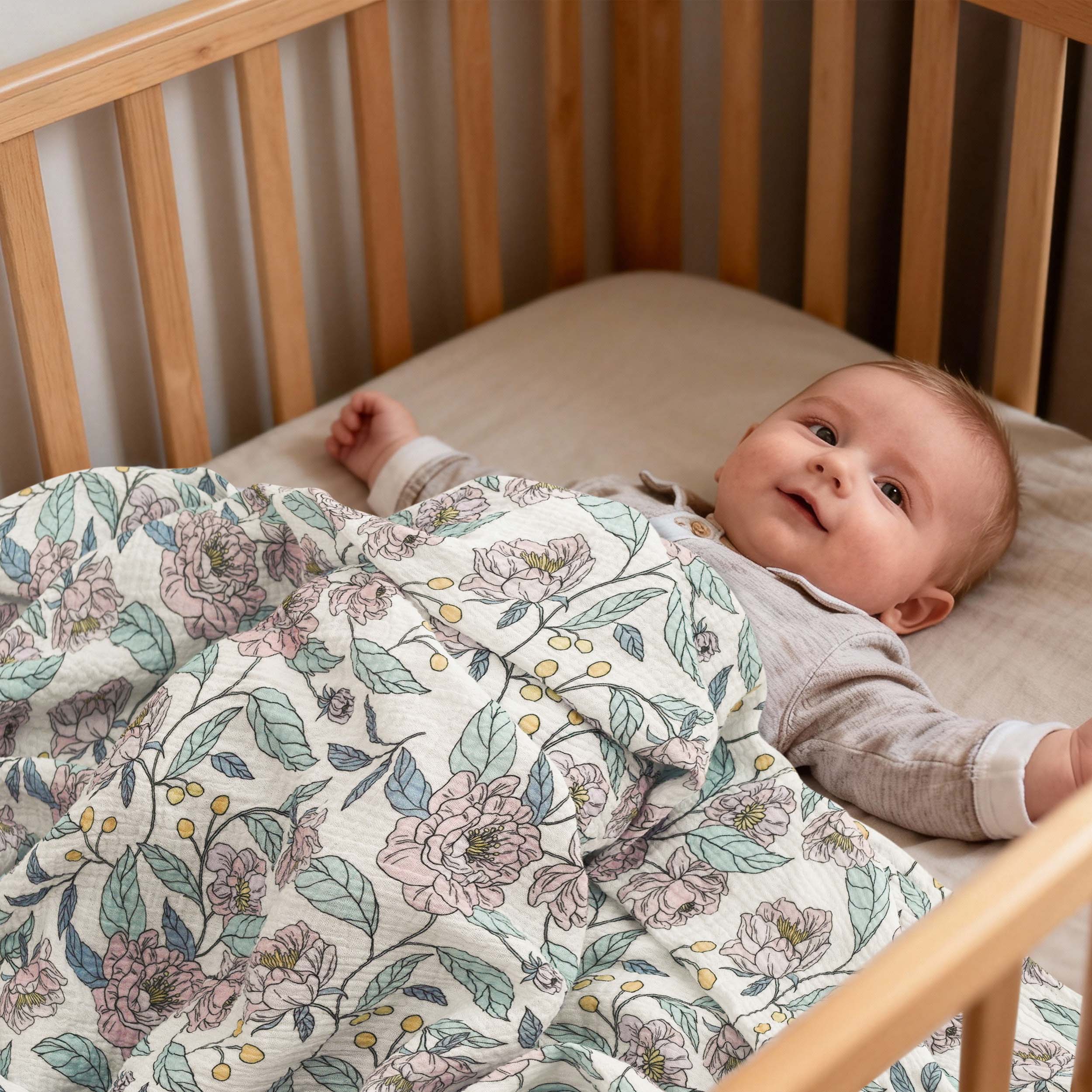 Muslin Swaddle Blankets 3-Pack | 38"x40" | Floral Fantasy