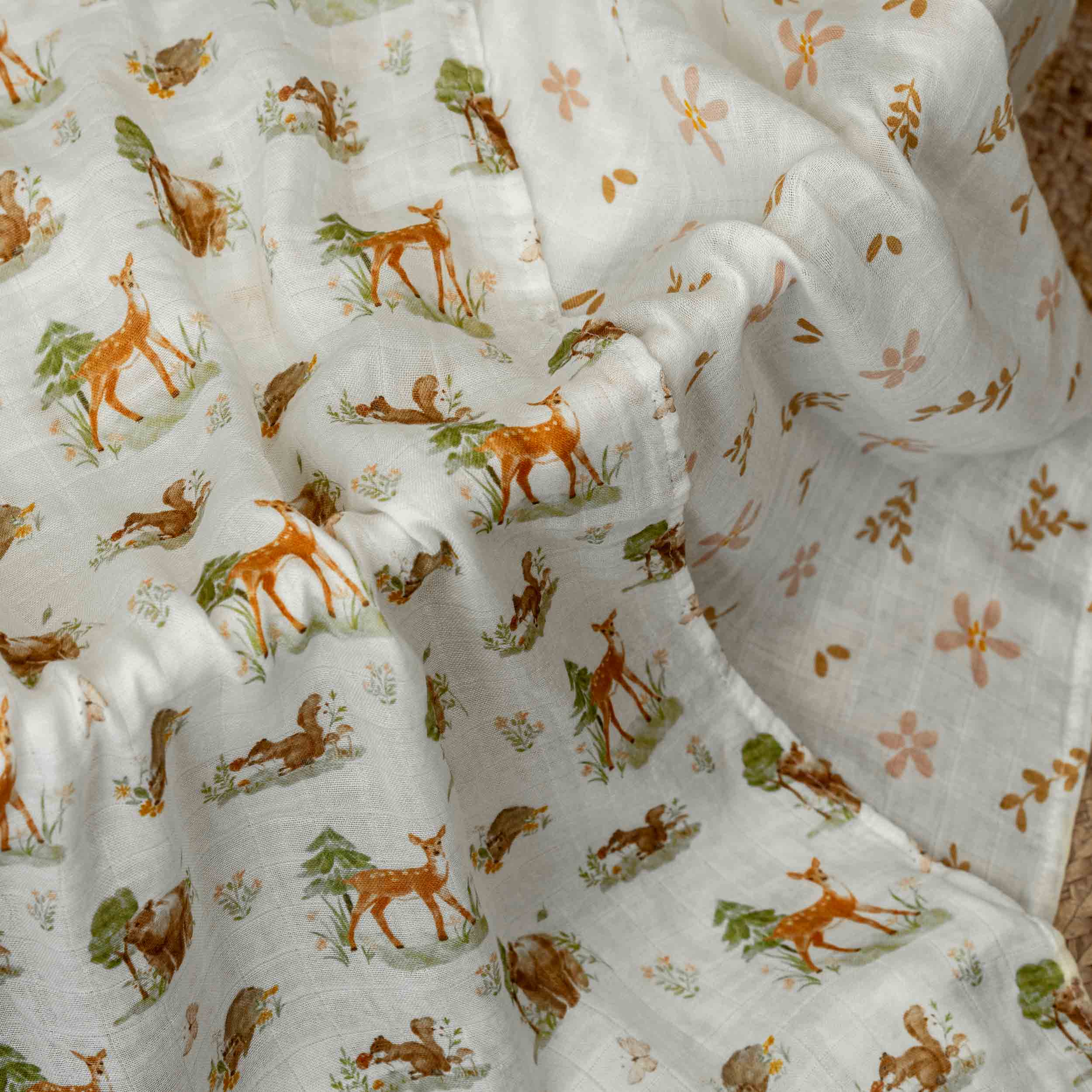 Muslin Swaddle Blankets 6-Pack | 27x27" | Deer & Soft Light