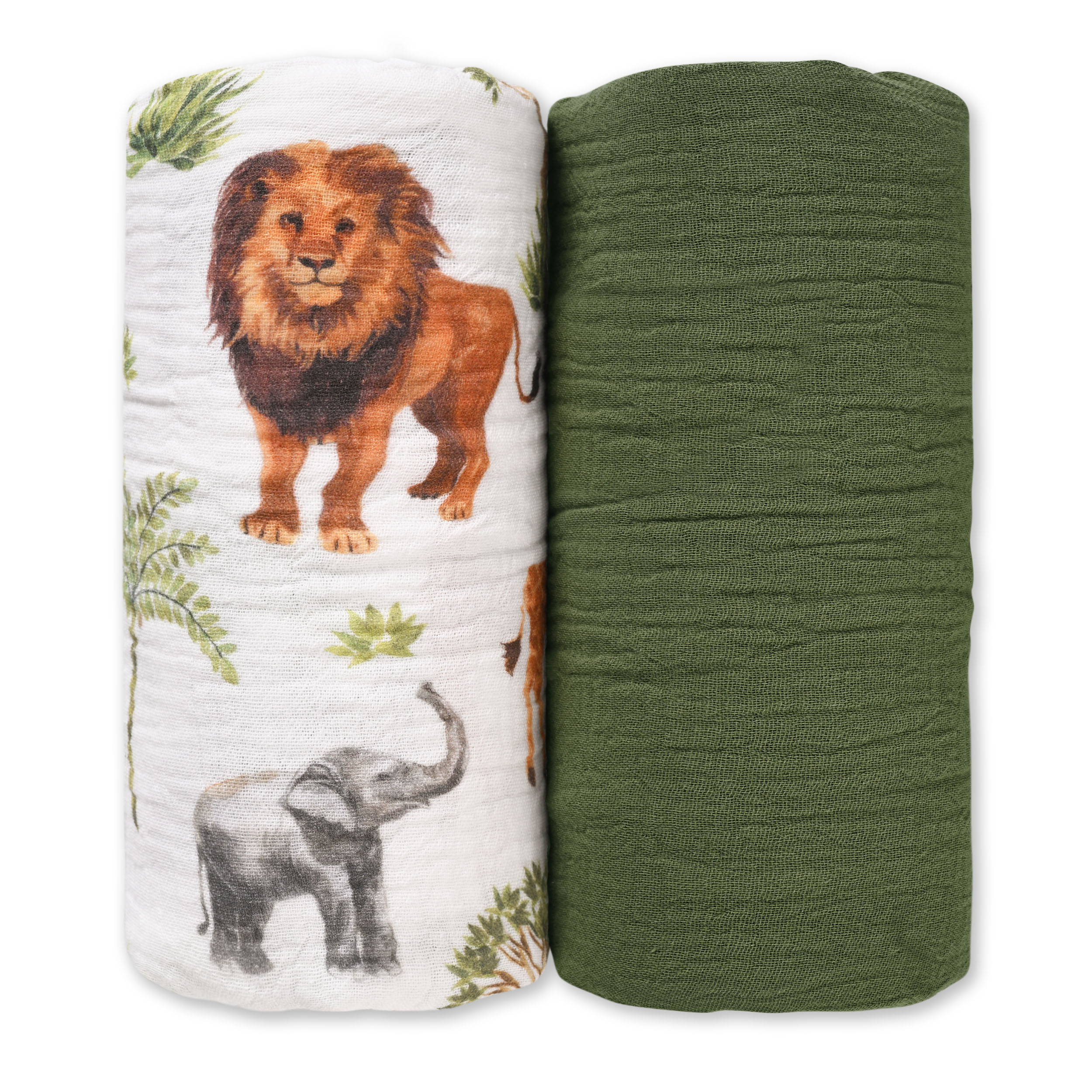 Muslin Swaddle Blankets 2-Pack | 38"x40" | Tropical Africa