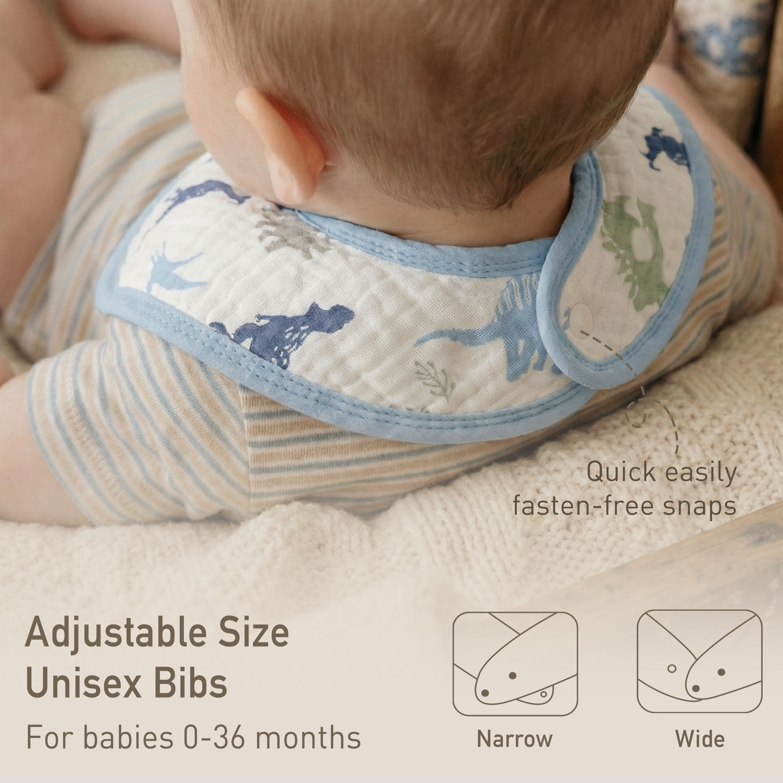 My Dino Pals | baby muslin bibs 6 pack | 0-36 months