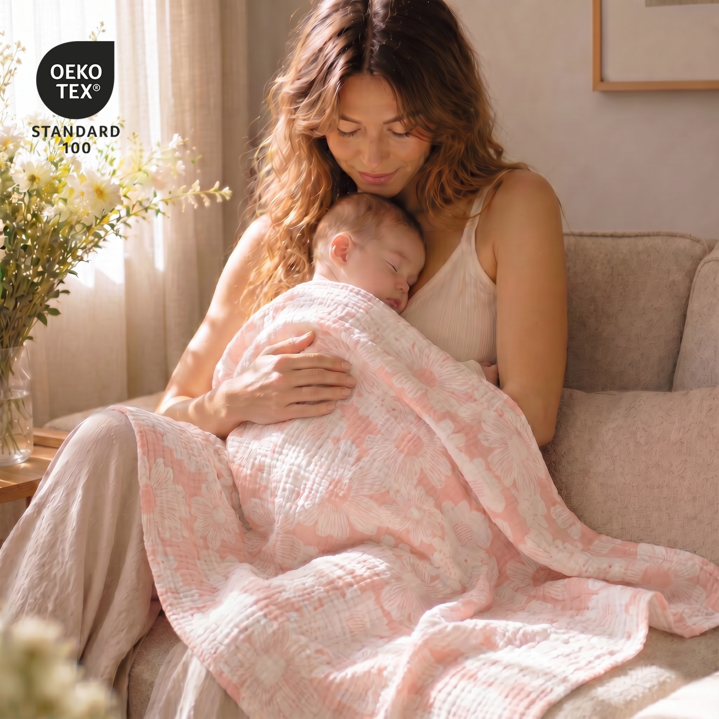 Muslin Swaddle Blankets 3-Pack | 38"x40" | Pink Sweet Sprout