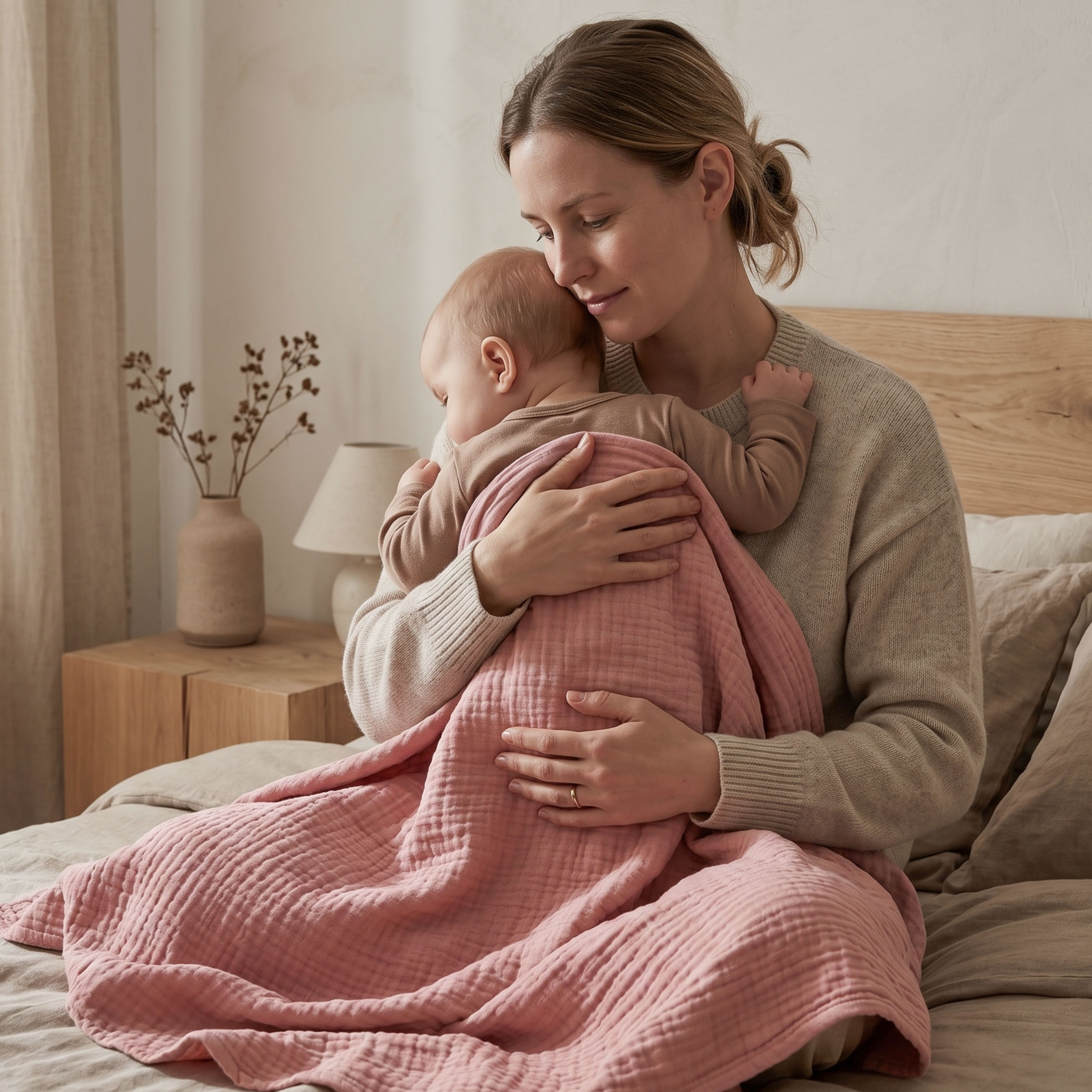 Muslin Swaddle Blankets 4-Pack | 38"x40" | Blush Sweet  Dream