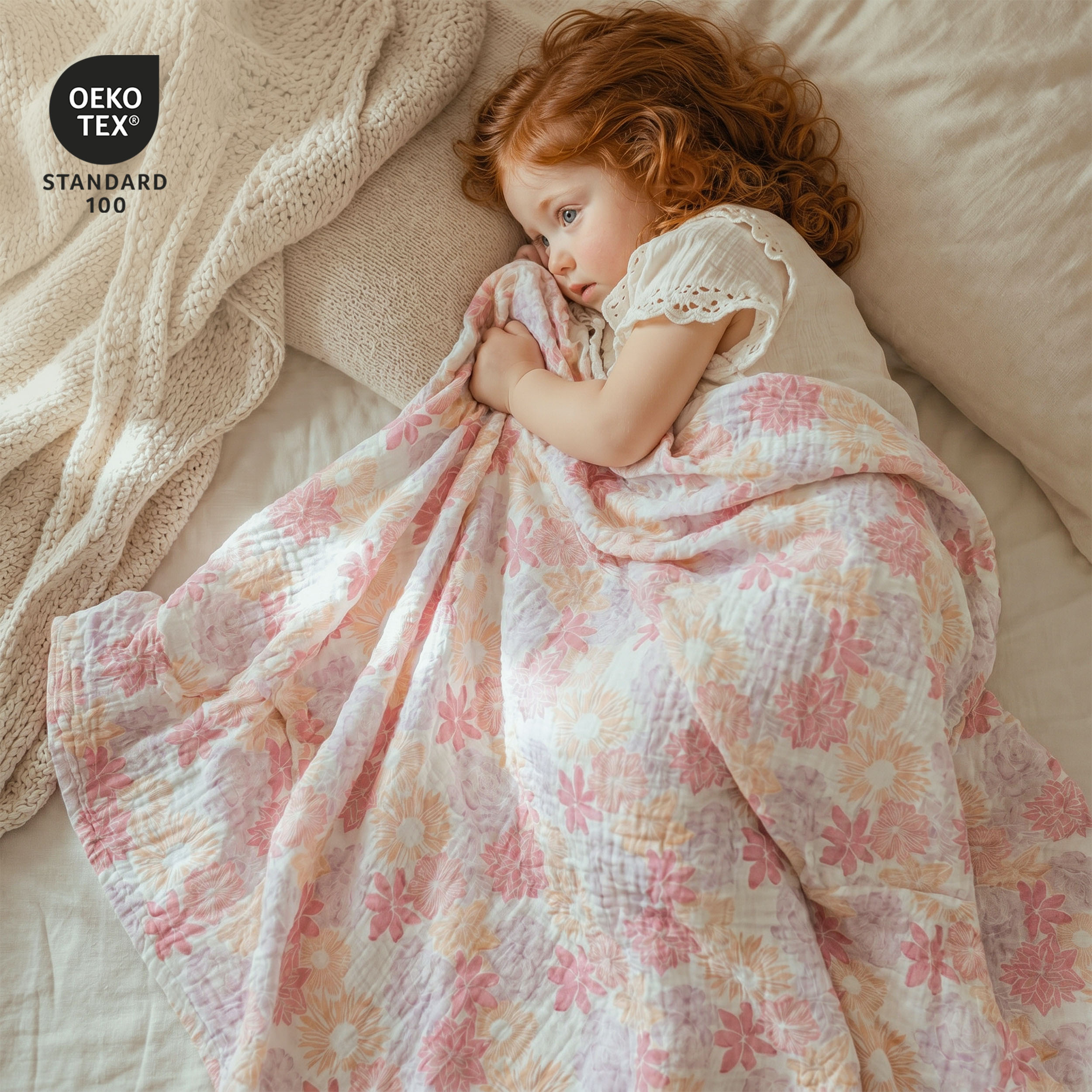Muslin Swaddle Blankets 3-Pack | 38"x40" | Vintage Floral Bloom