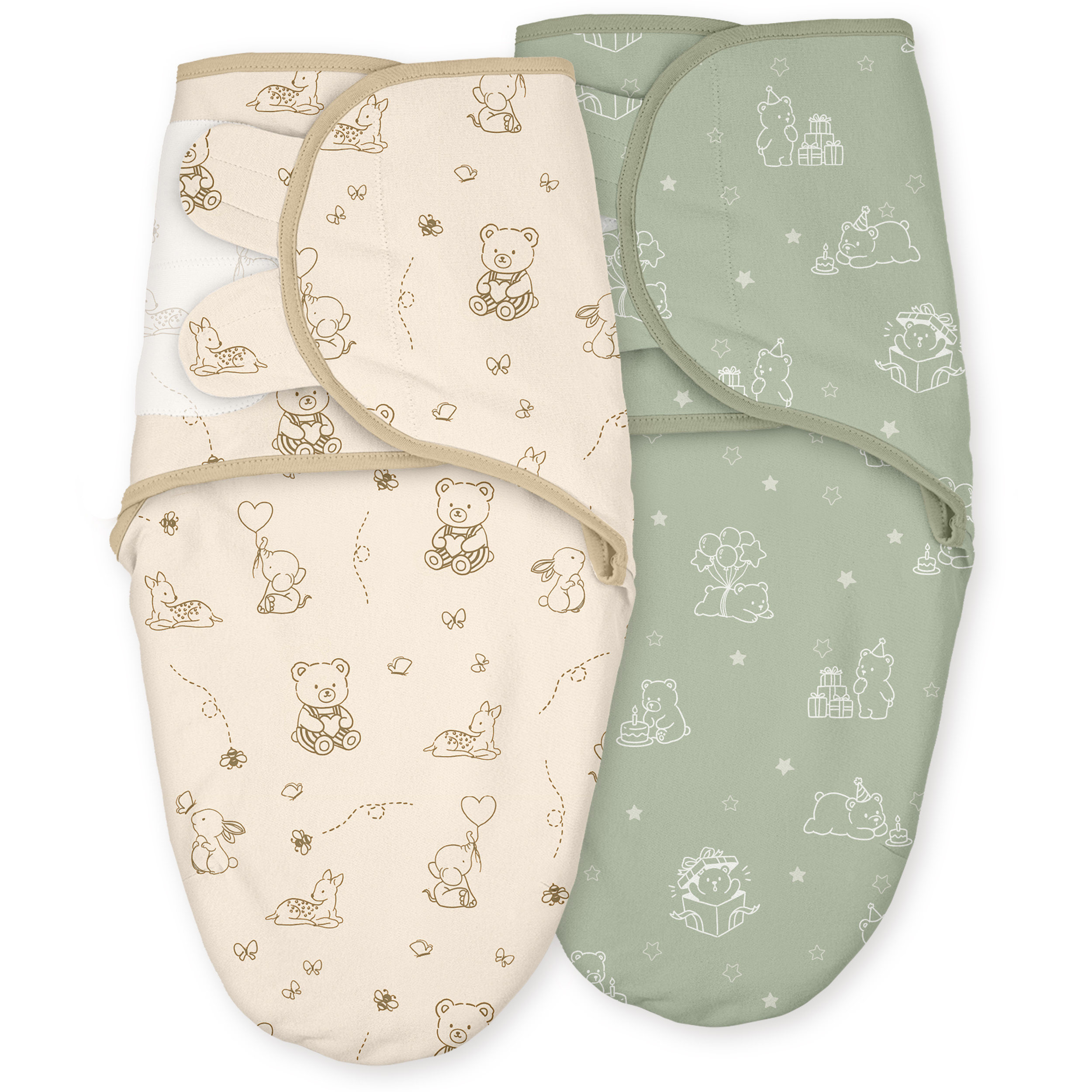 Sage Bear & Bunny | Baby Swaddle 2-Pack | 0-3 Months
