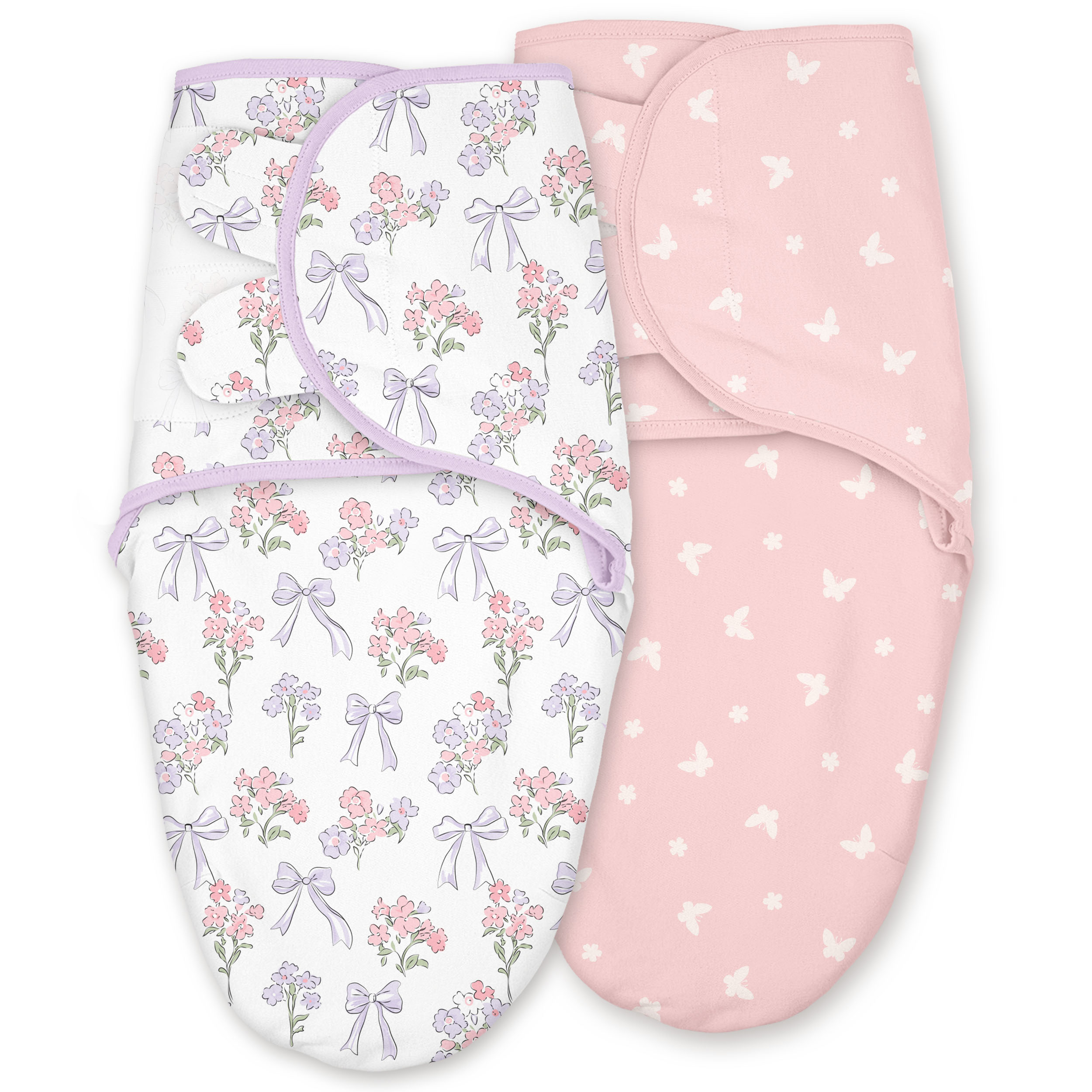 Lilac Bow & Butterfly | Baby Swaddle 2-Pack | 0-3 Months