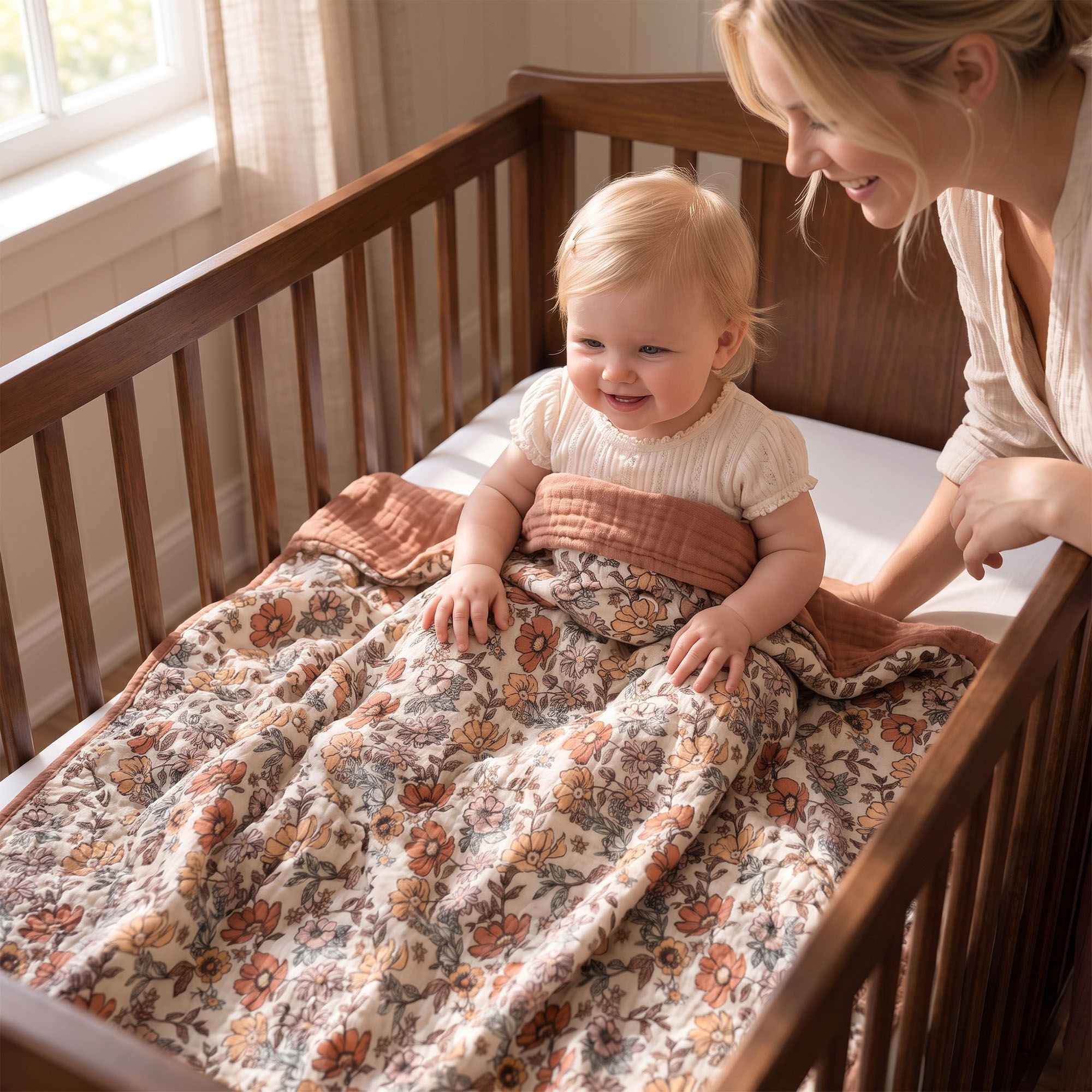 Muslin Swaddle Blankets 1-Pack | 31.5x43.3" | Vintage Floral  Bloom