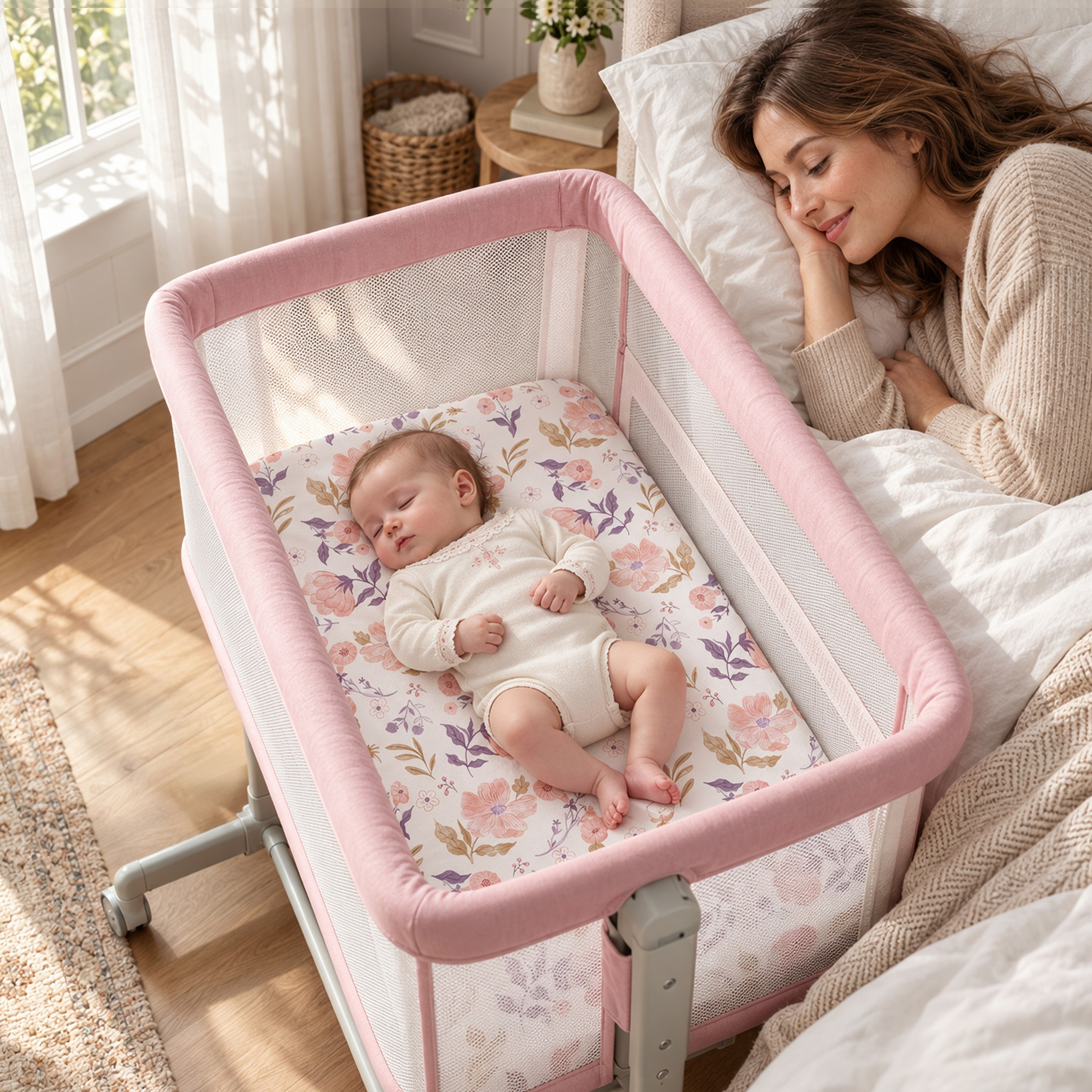 Blush Floral Meadow | Bassinet Sheets 3-Pack | 33*20''
