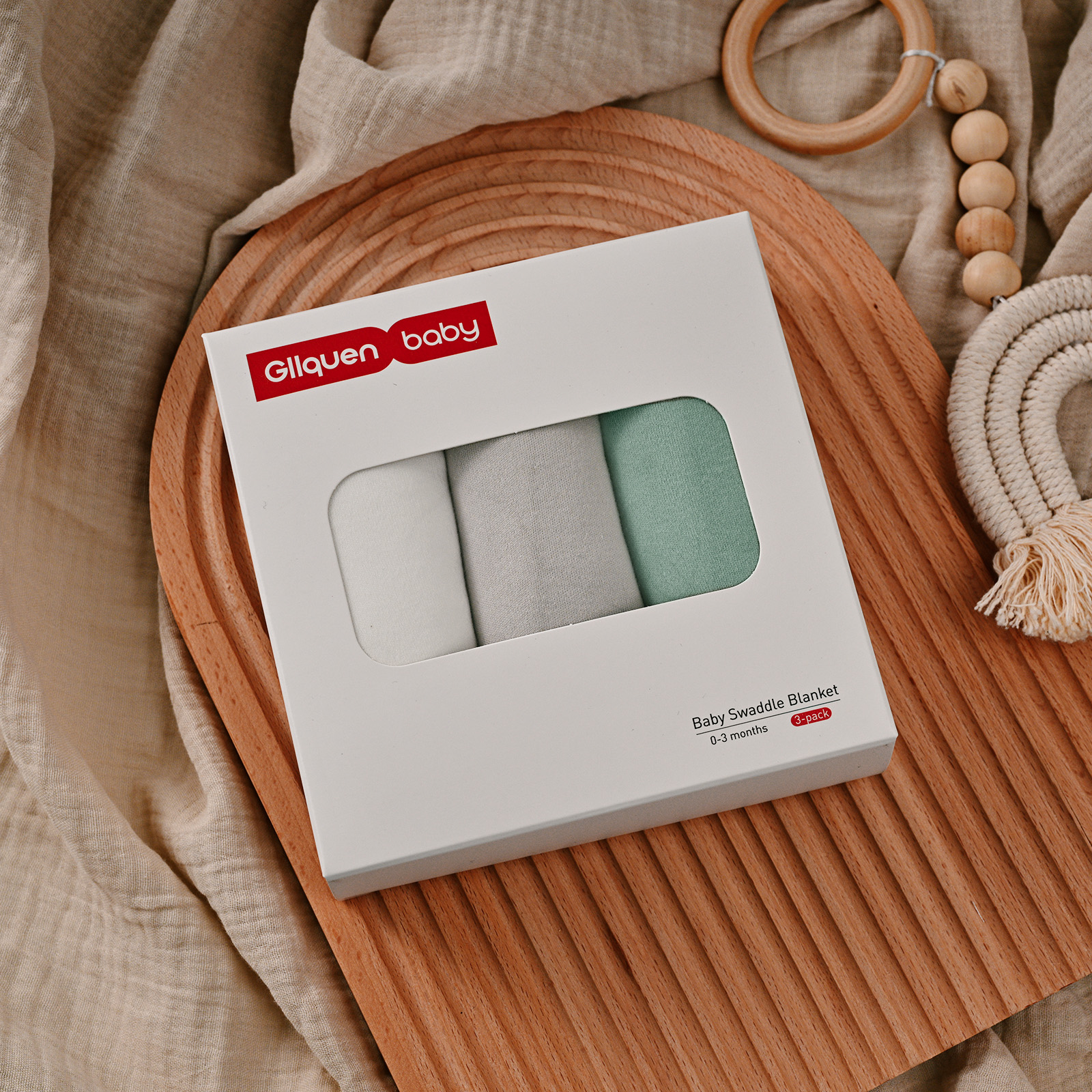 Greyish Green | Gllquen Baby Swaddle 0-3 Months 3 Pack