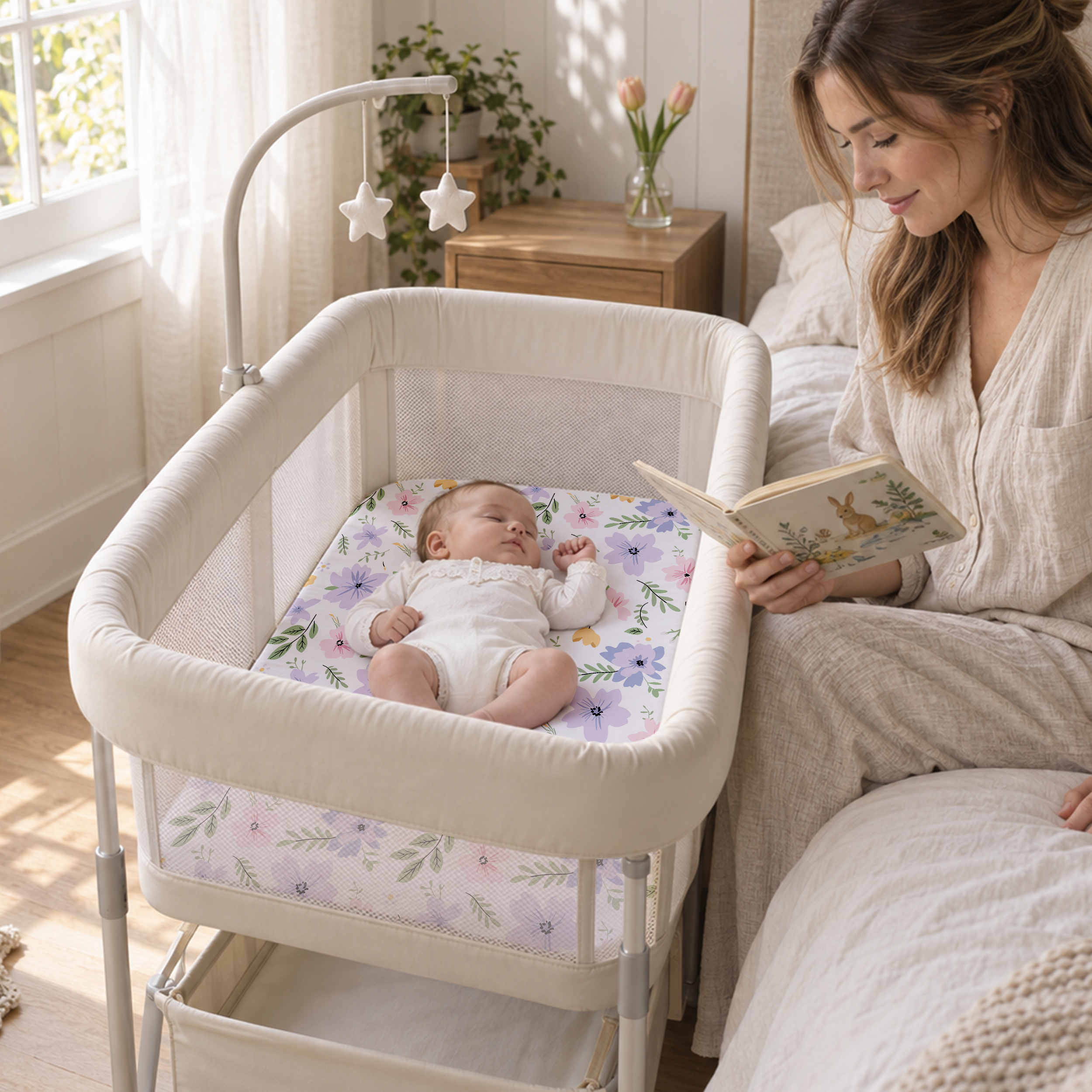 Lilac Wild Meadow | Bassinet Sheets 3-Pack | 33*20''