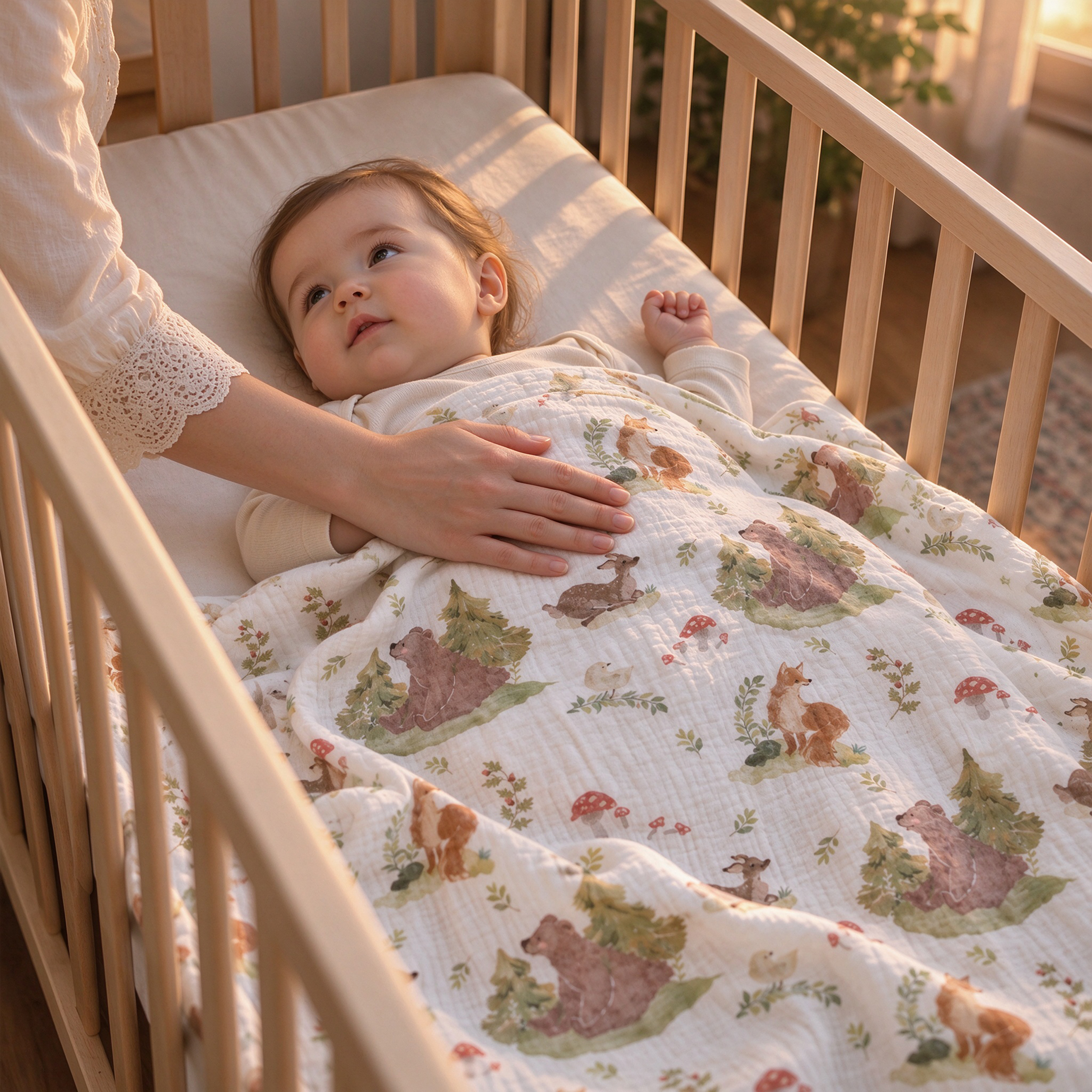 Muslin Swaddle Blankets 3-Pack | 38"x40" | Fern & Woodland Pals
