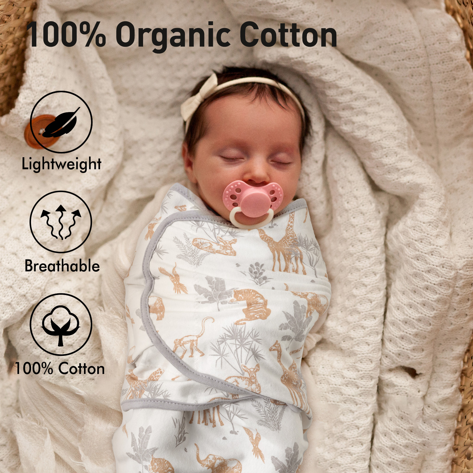 Tropical Animals | Gllquen Baby Swaddle 0-3 Months 3 Pack