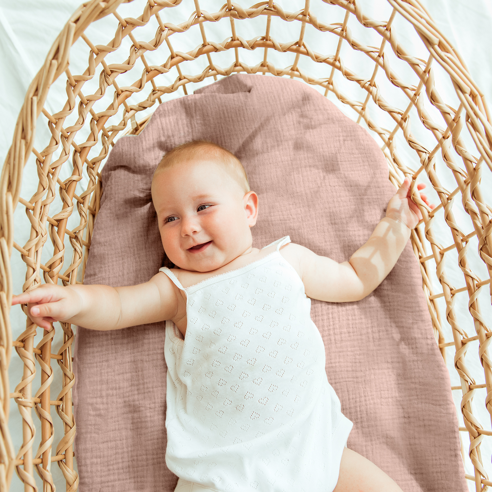 Rose  | Muslin Bassinet Sheets 2-Pack | 33''*17'' 100% Muslin Cotton