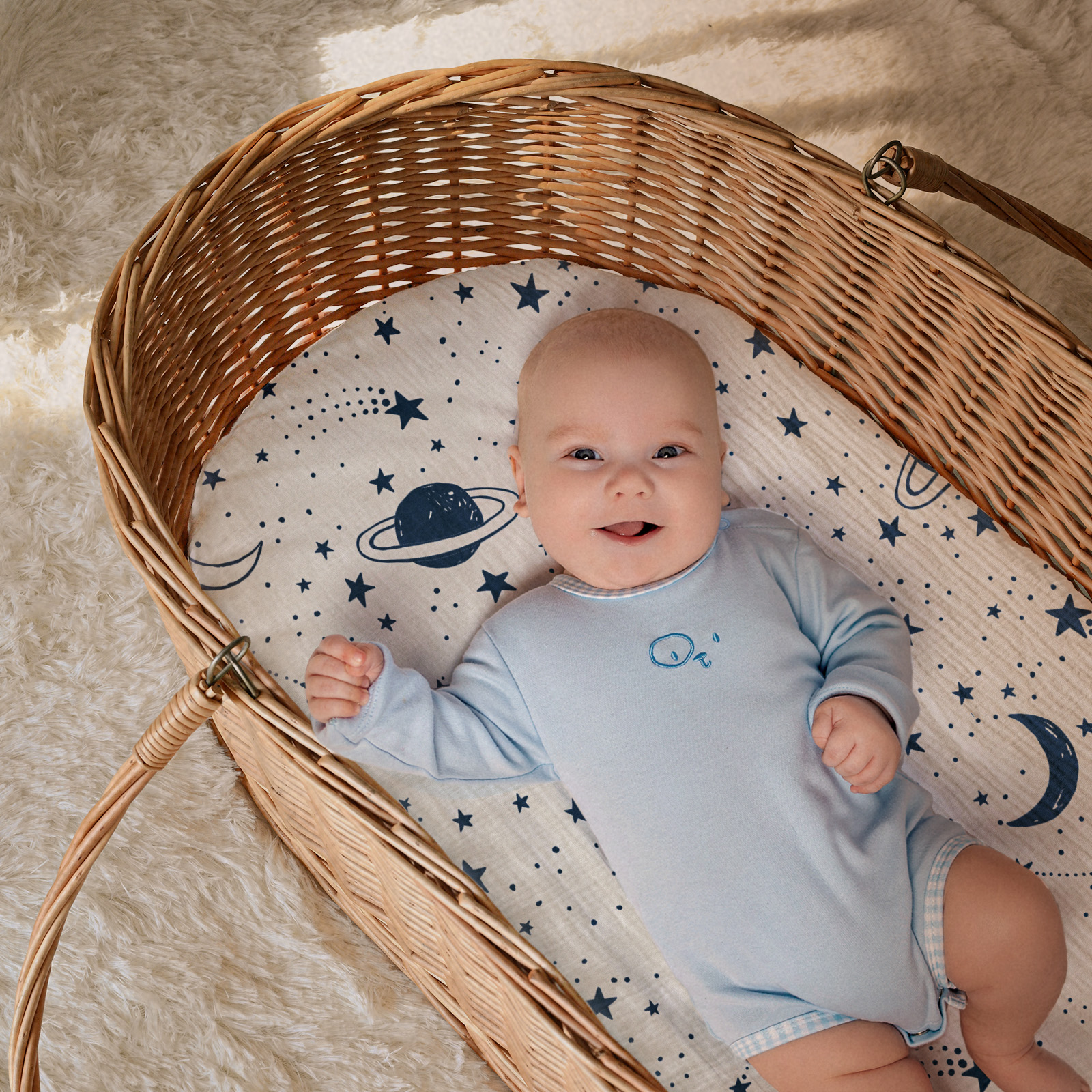 Planet  | Muslin Bassinet Sheets 3-Pack | 33''*17''