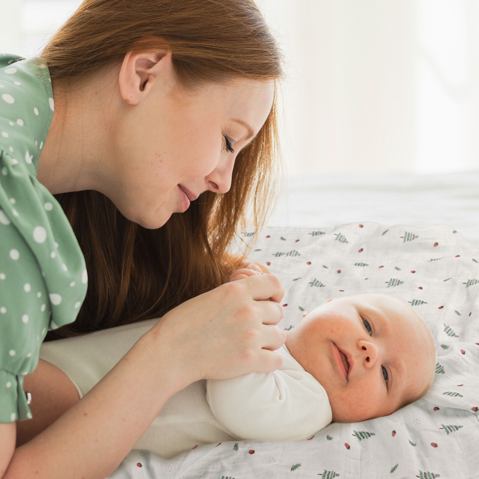 Muslin Swaddle Blankets 6-Pack, 28 X 28" - Christmas Forest