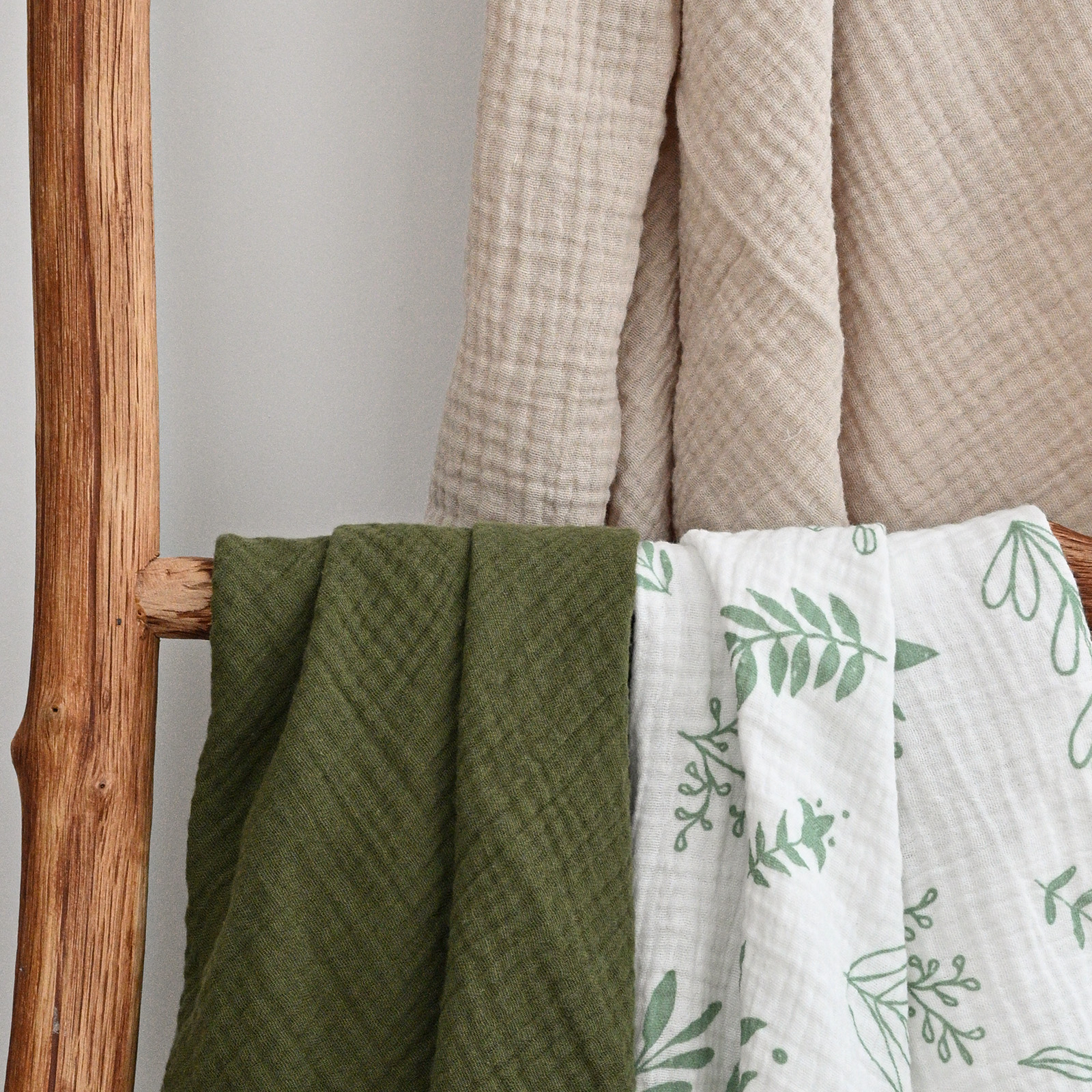 Muslin Swaddle Blankets 5-Pack, 23.5"x23.5" - Eucalyptus 