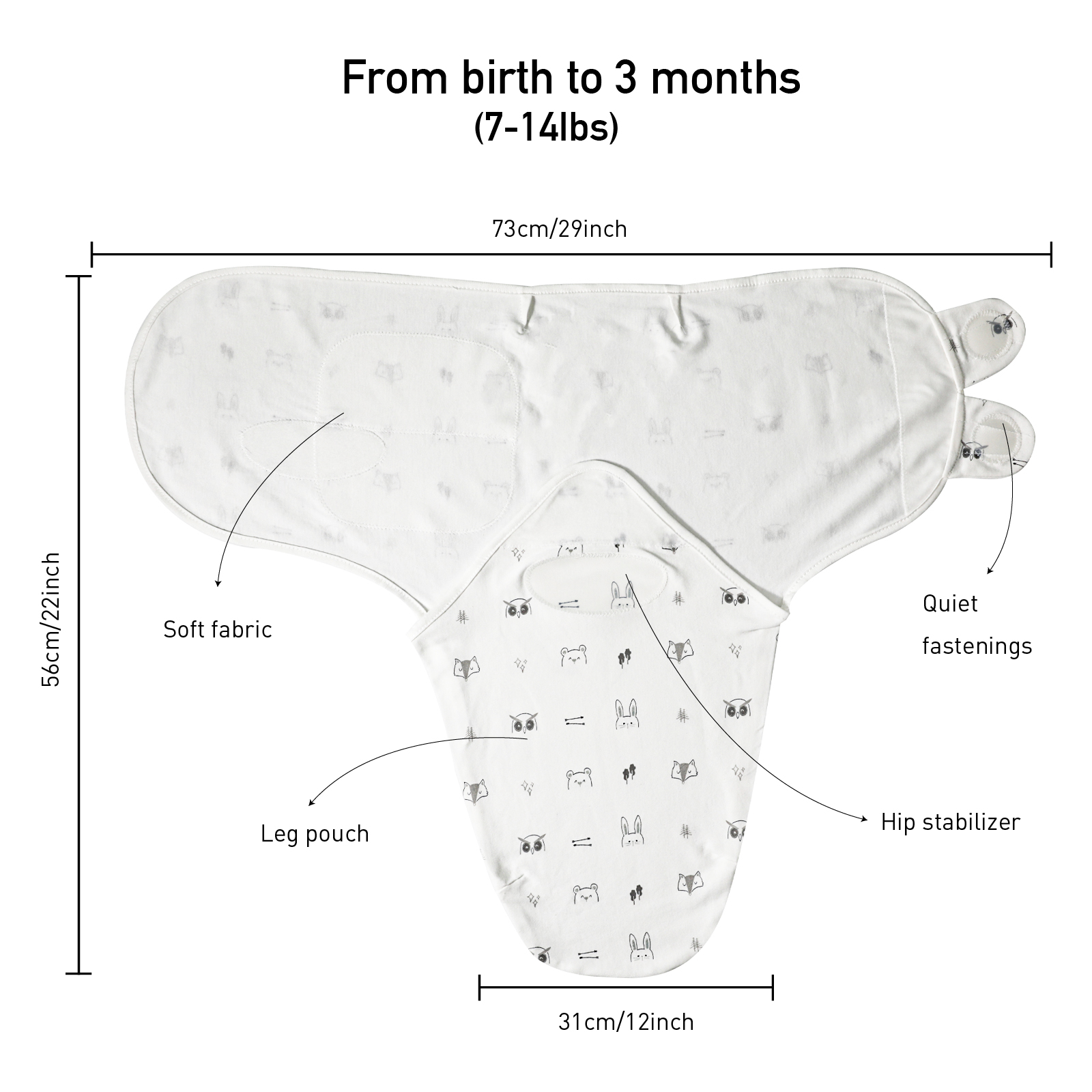 Animal Party | LyricHom baby Swaddle 0-3 Months 3 Pack
