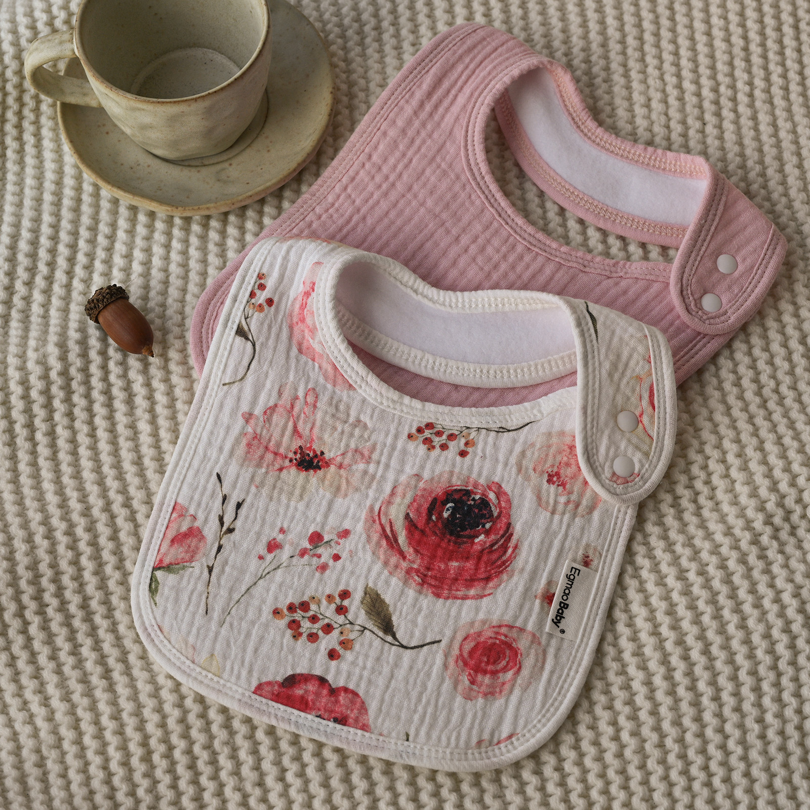 Fantasy Flower | baby muslin bibs 5 pack | 0-36 months