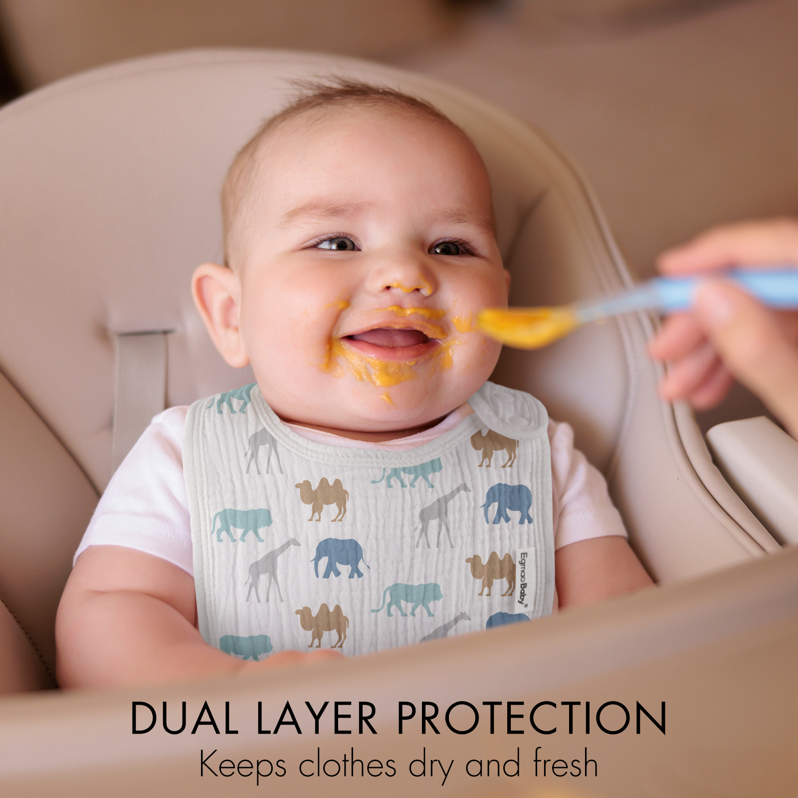 Cruising Elephant | baby muslin bibs 5 pack | 0-36 months