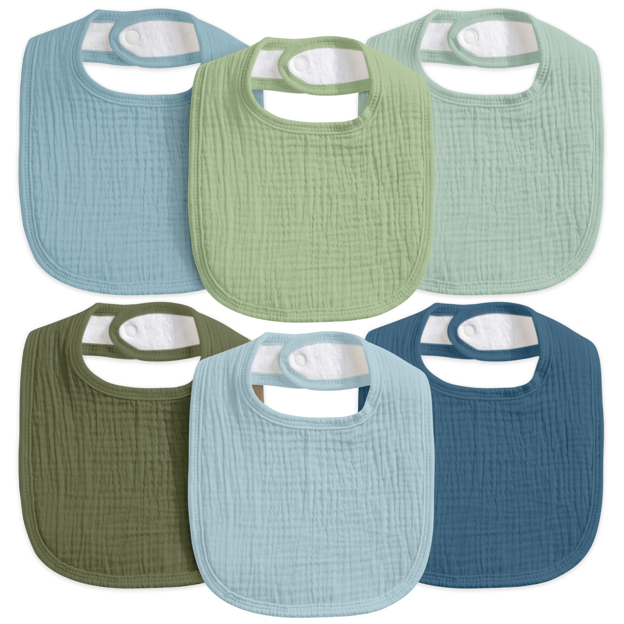 Sage Green Solids | Baby Muslin Bibs 6 Pack | 0-36 Months