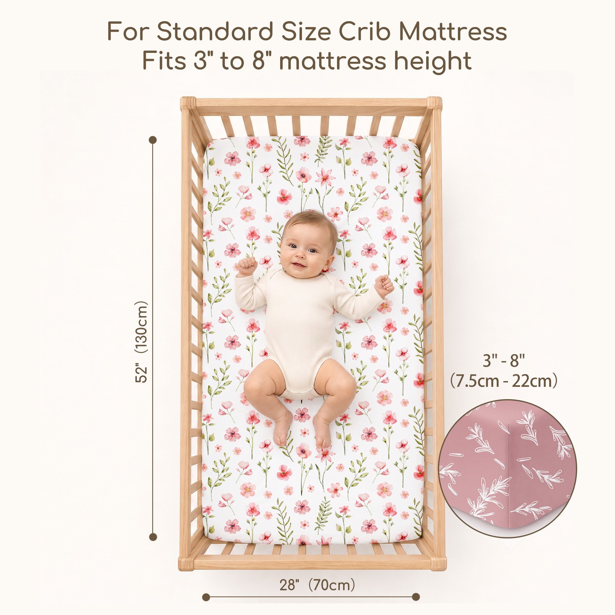 Dainty Blush Meadow | Soft Microfiber Baby Crib Sheets 3 Pack