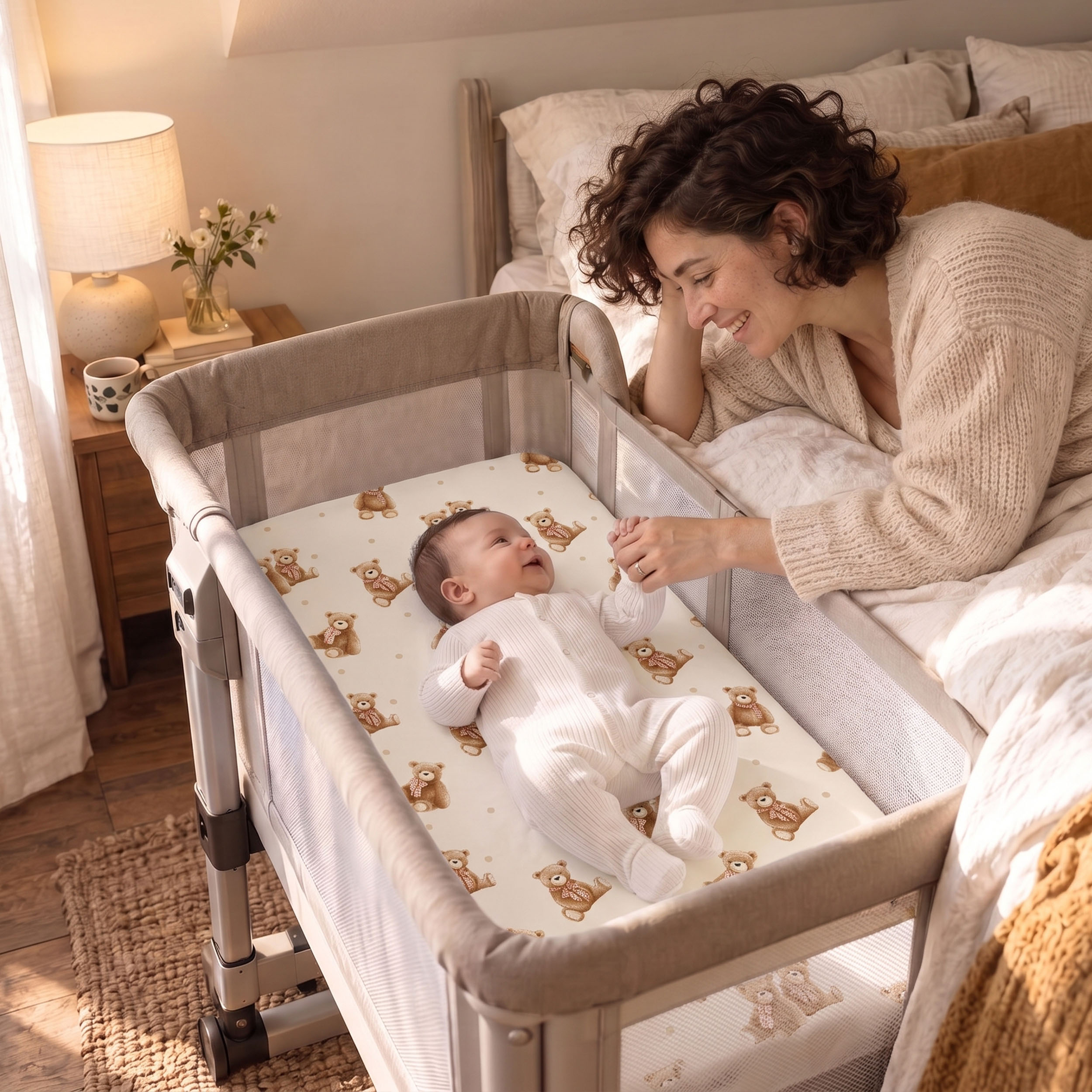 Creamy Teddy Check | Bassinet Sheets 3-Pack | 33*20''